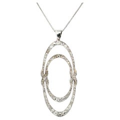 Art Deco Double Open Oval Diamond Platinum Statement Pendant Necklace
