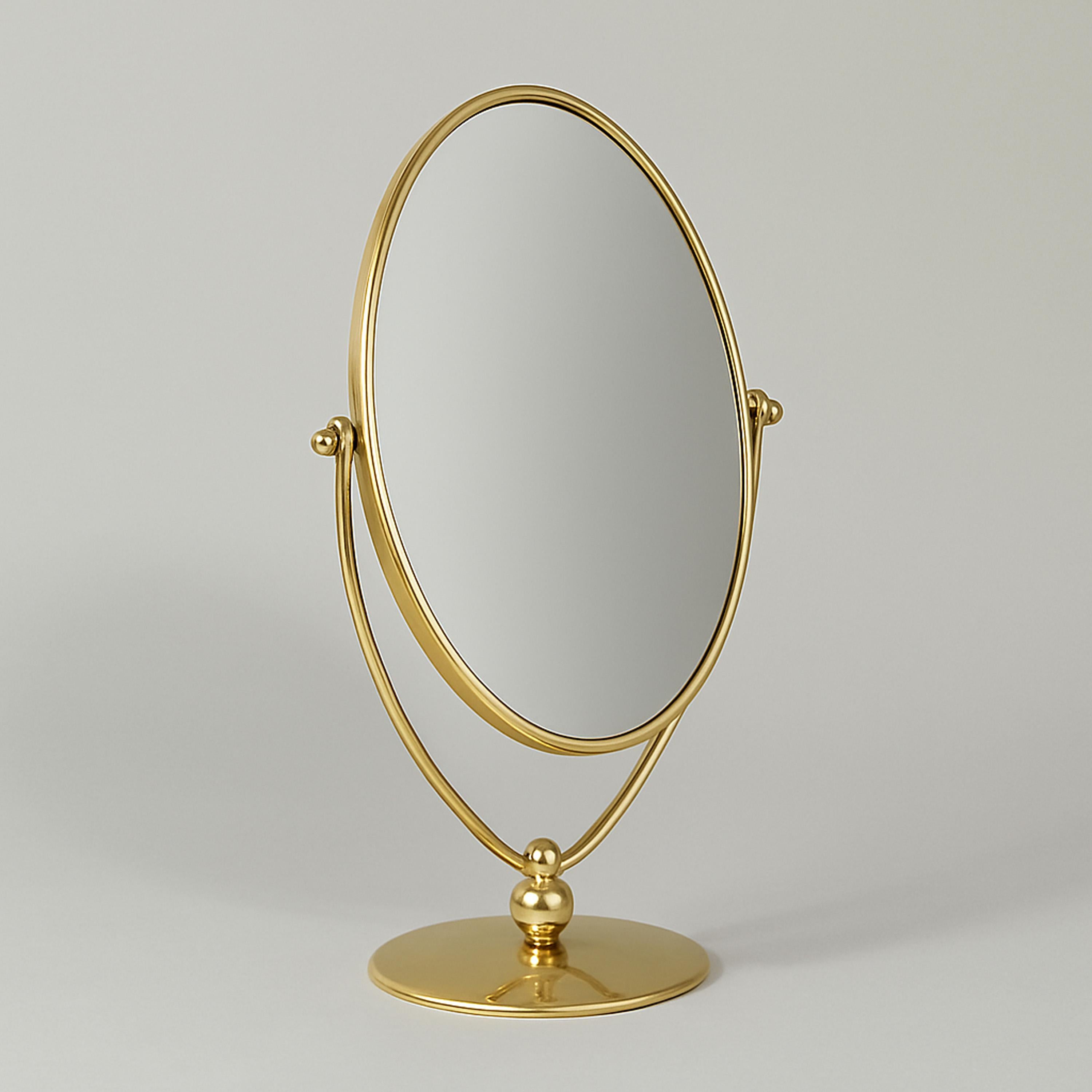Art Deco Double-Sided Brass Table Mirror, Suecia Años 40 en venta 7