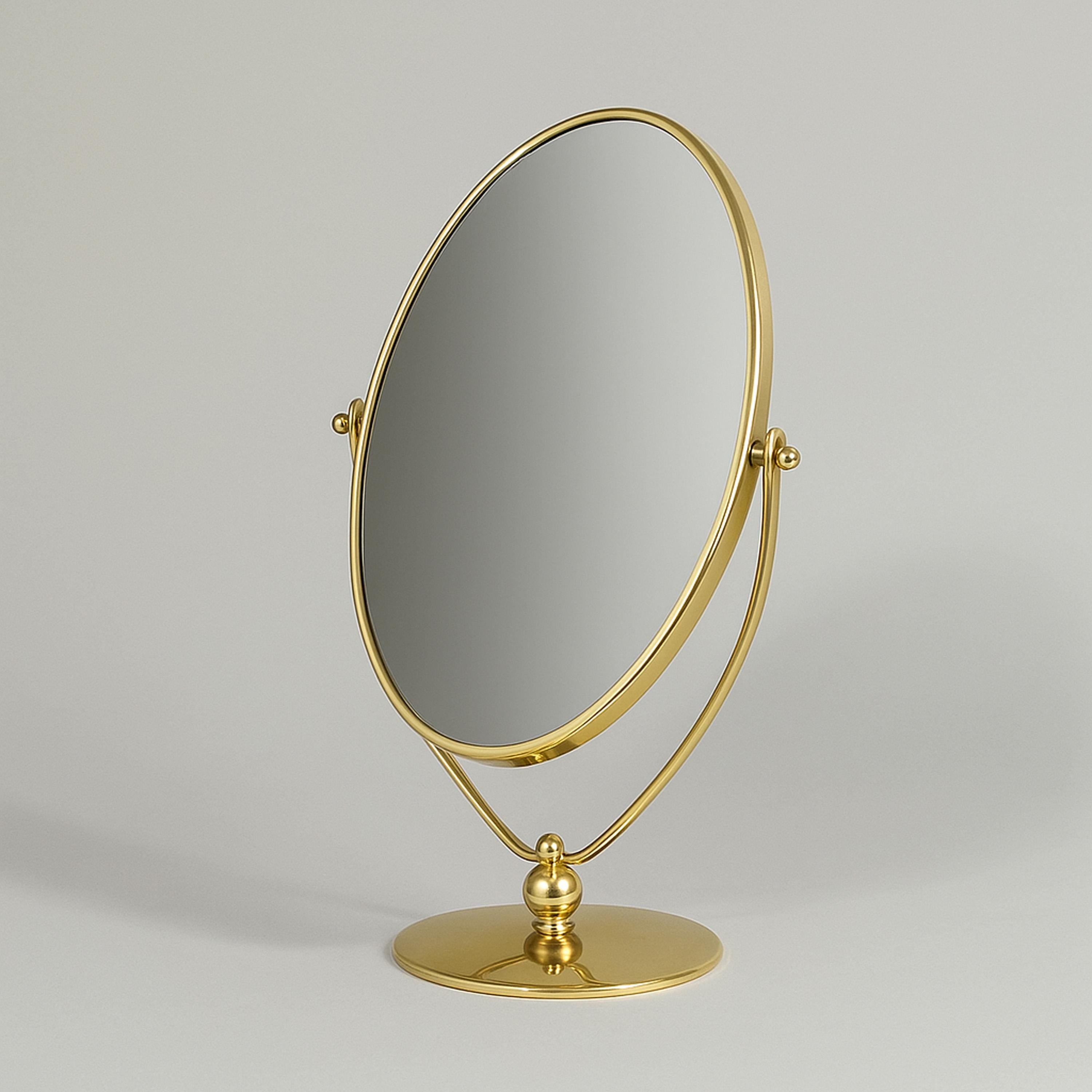 Art Deco Double-Sided Brass Table Mirror, Suecia Años 40 en venta 8