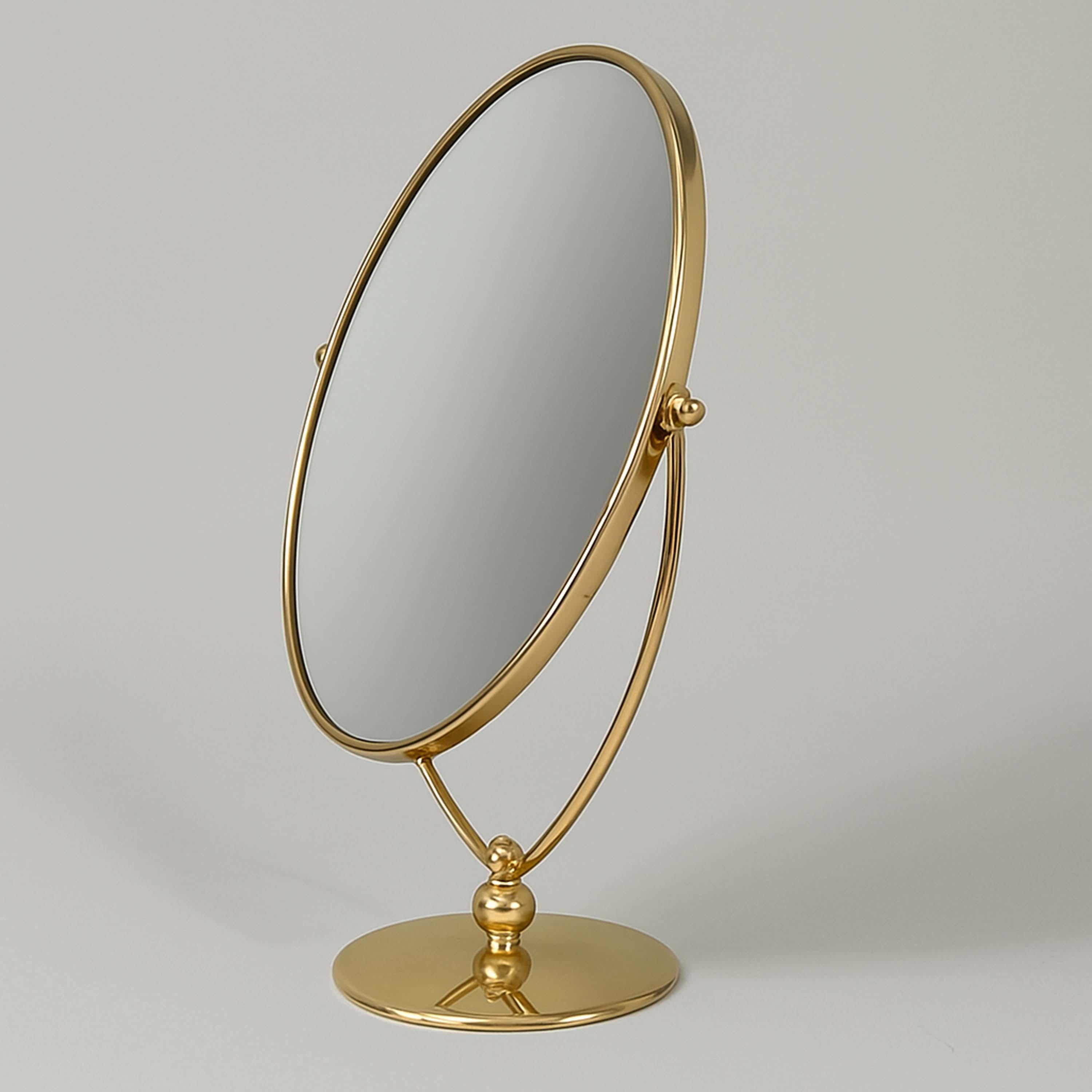Art Deco Double-Sided Brass Table Mirror, Suecia Años 40 en Bueno estado para la venta en NUEMBRECHT, NRW