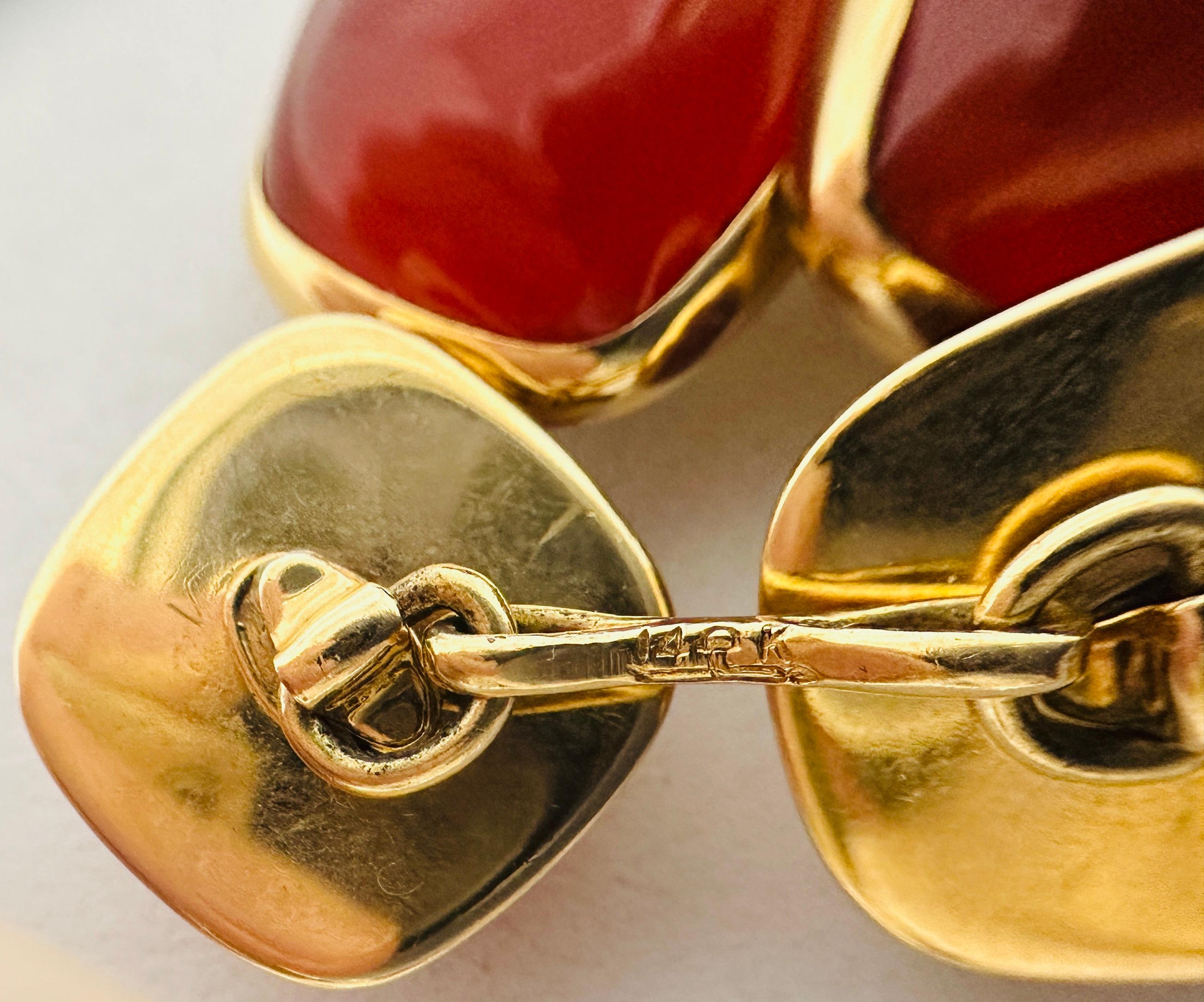 Women's or Men's Art Deco Double-Sided Cufflinks with Carnelians in Yellow Gold by Larter & Sons