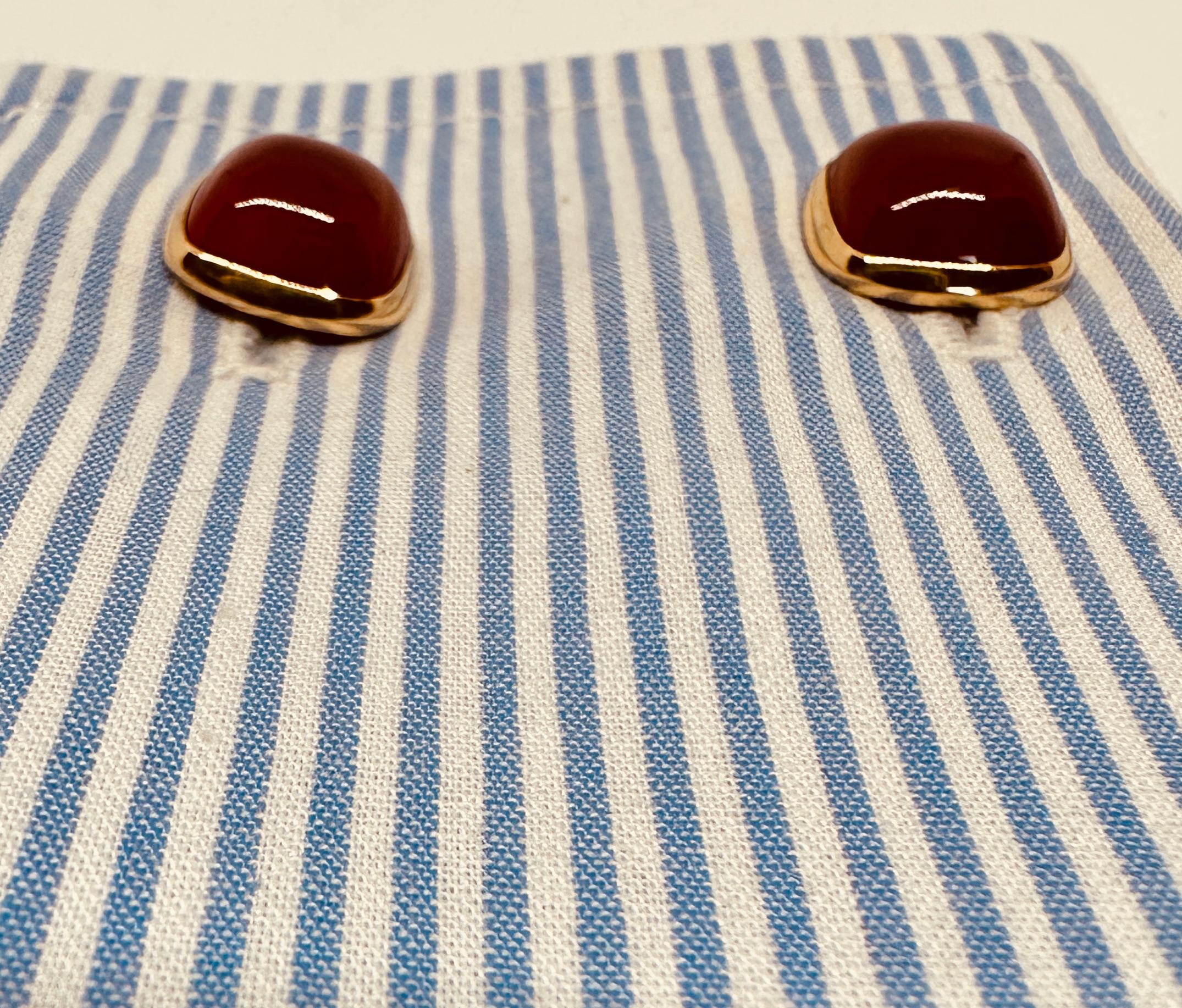 Art Deco Double-Sided Cufflinks with Carnelians in Yellow Gold by Larter & Sons 2