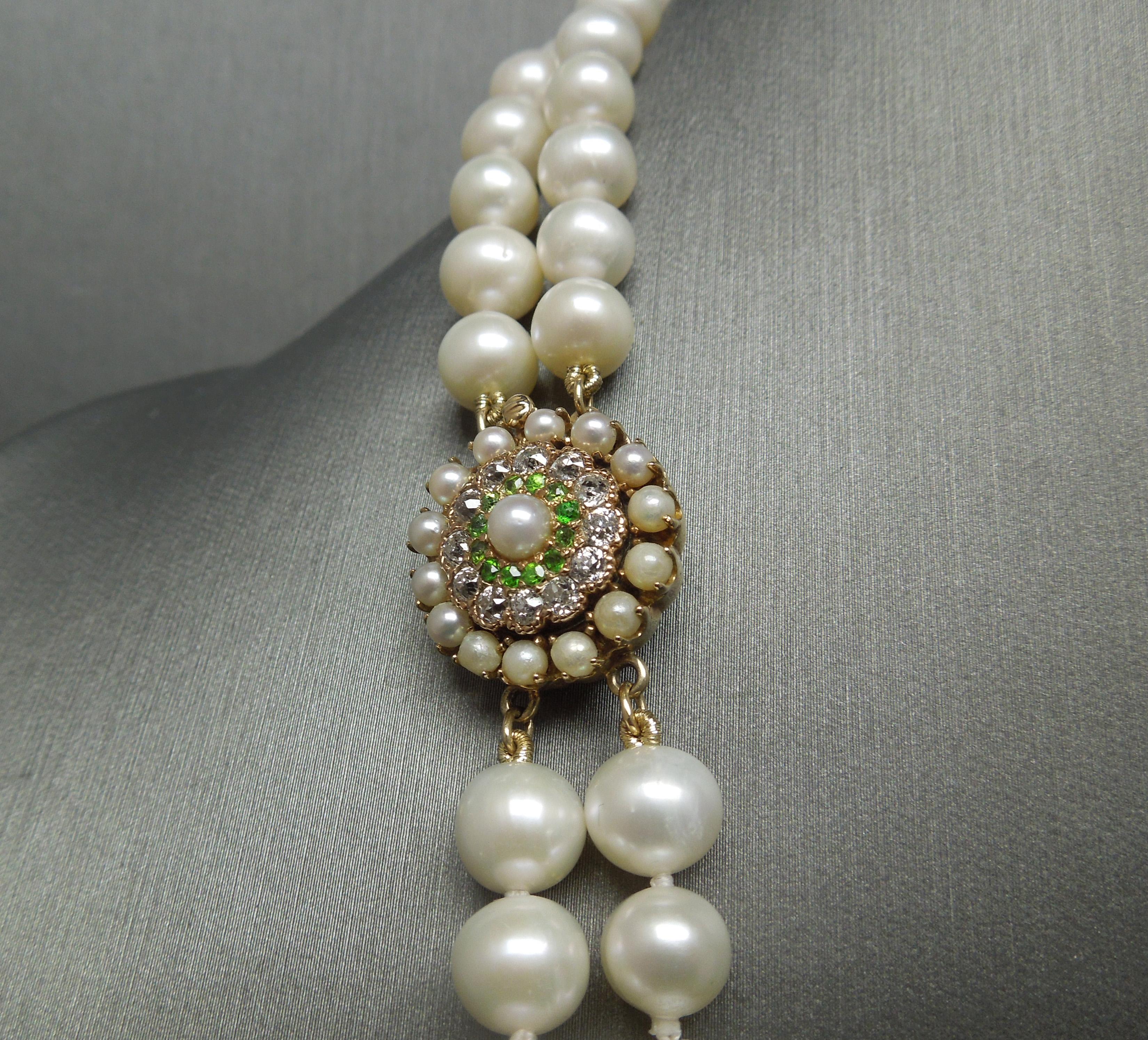 Art Deco Double Strand Pearl Cocktail Necklace For Sale 3