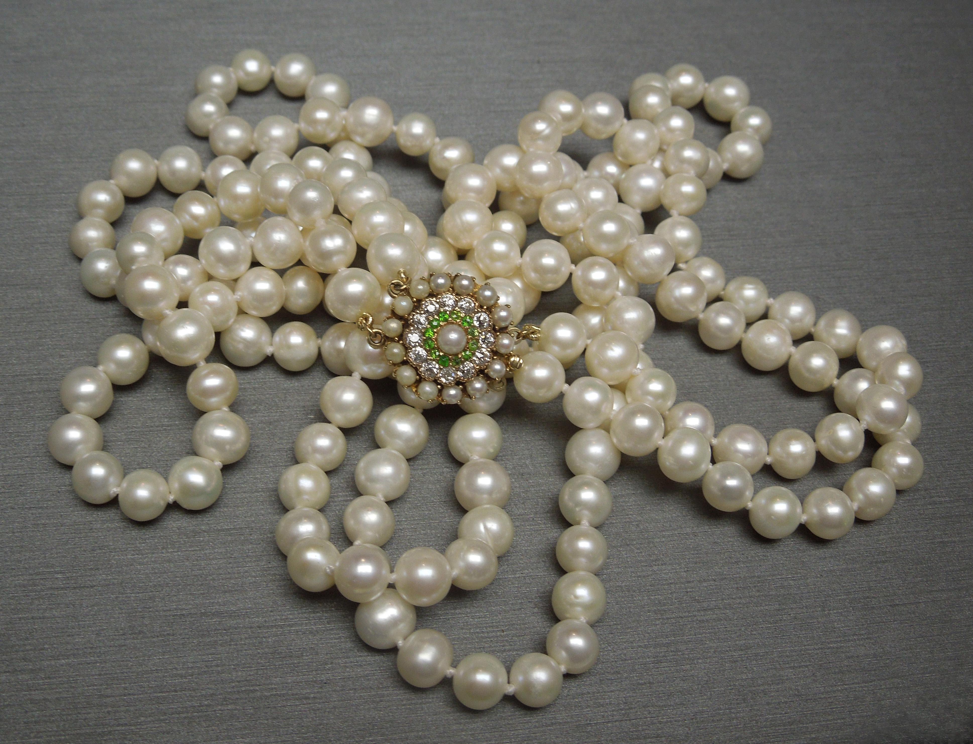 Art Deco Double Strand Pearl Cocktail Necklace For Sale 4