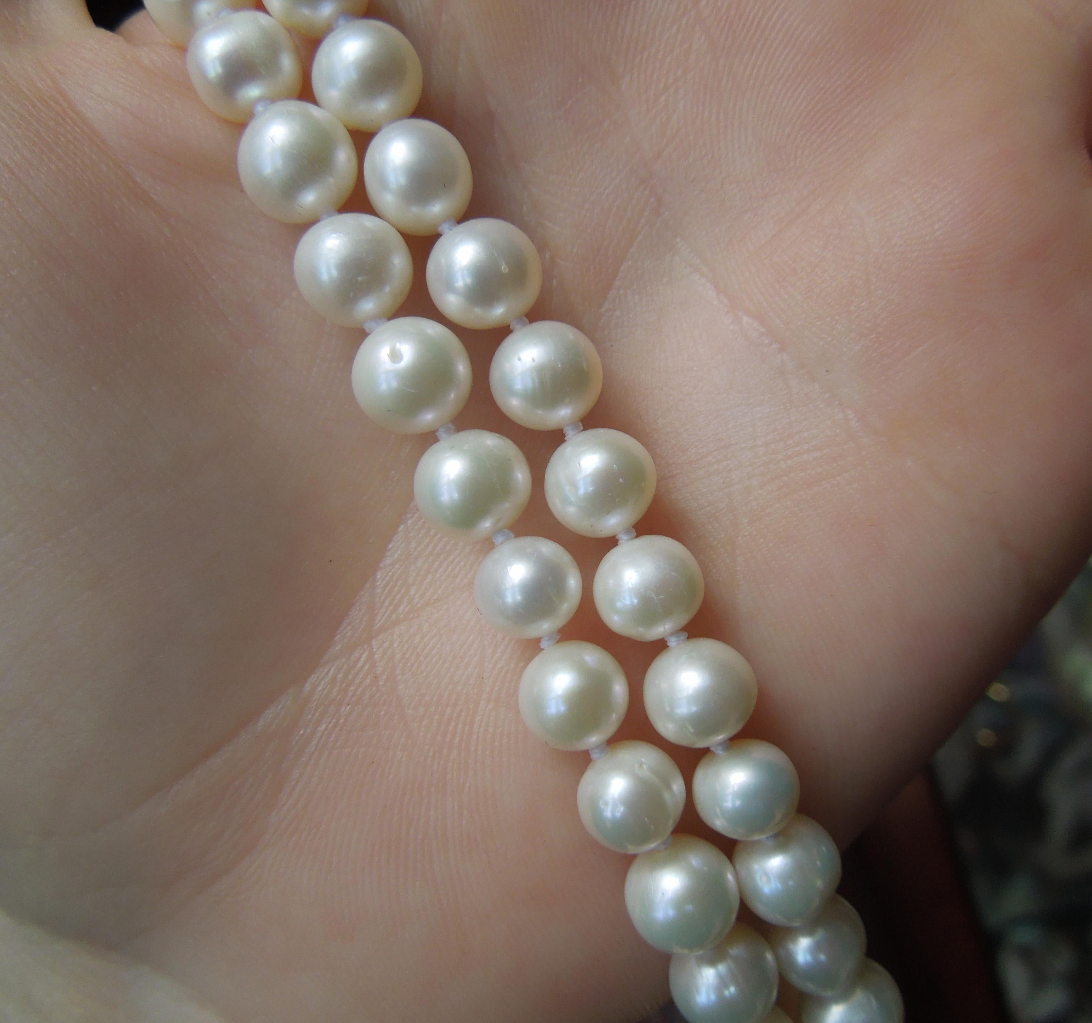 Art Deco Double Strand Pearl Cocktail Necklace In Excellent Condition For Sale In METAIRIE, LA