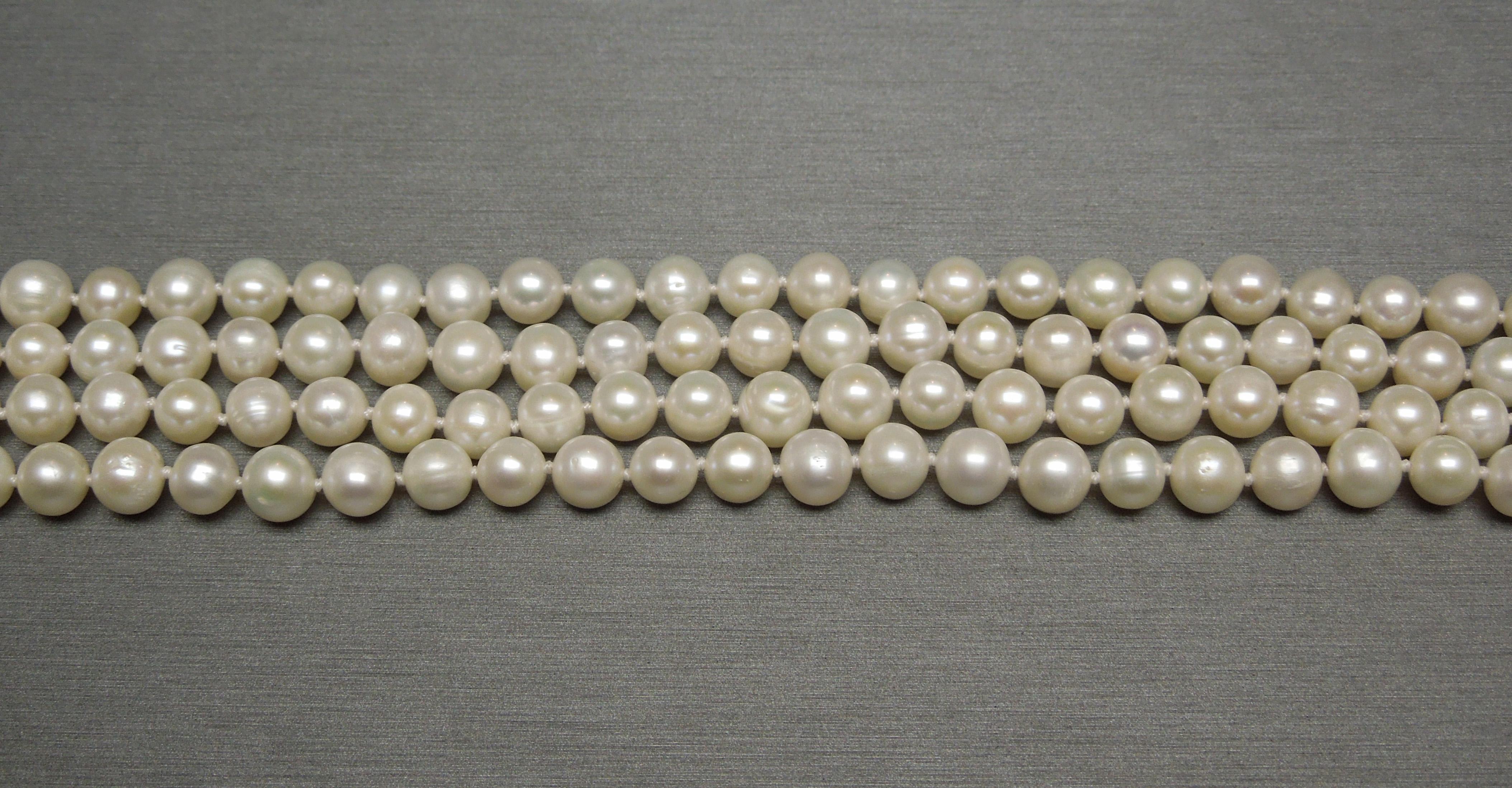 Art Deco Double Strand Pearl Cocktail Necklace For Sale 1