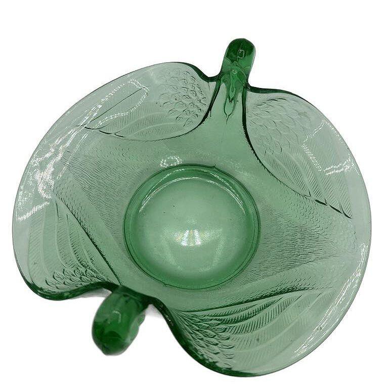Art Deco Double Swan Uranium Glass Ring Tray Bowl by Fenton Art Glass Co 1