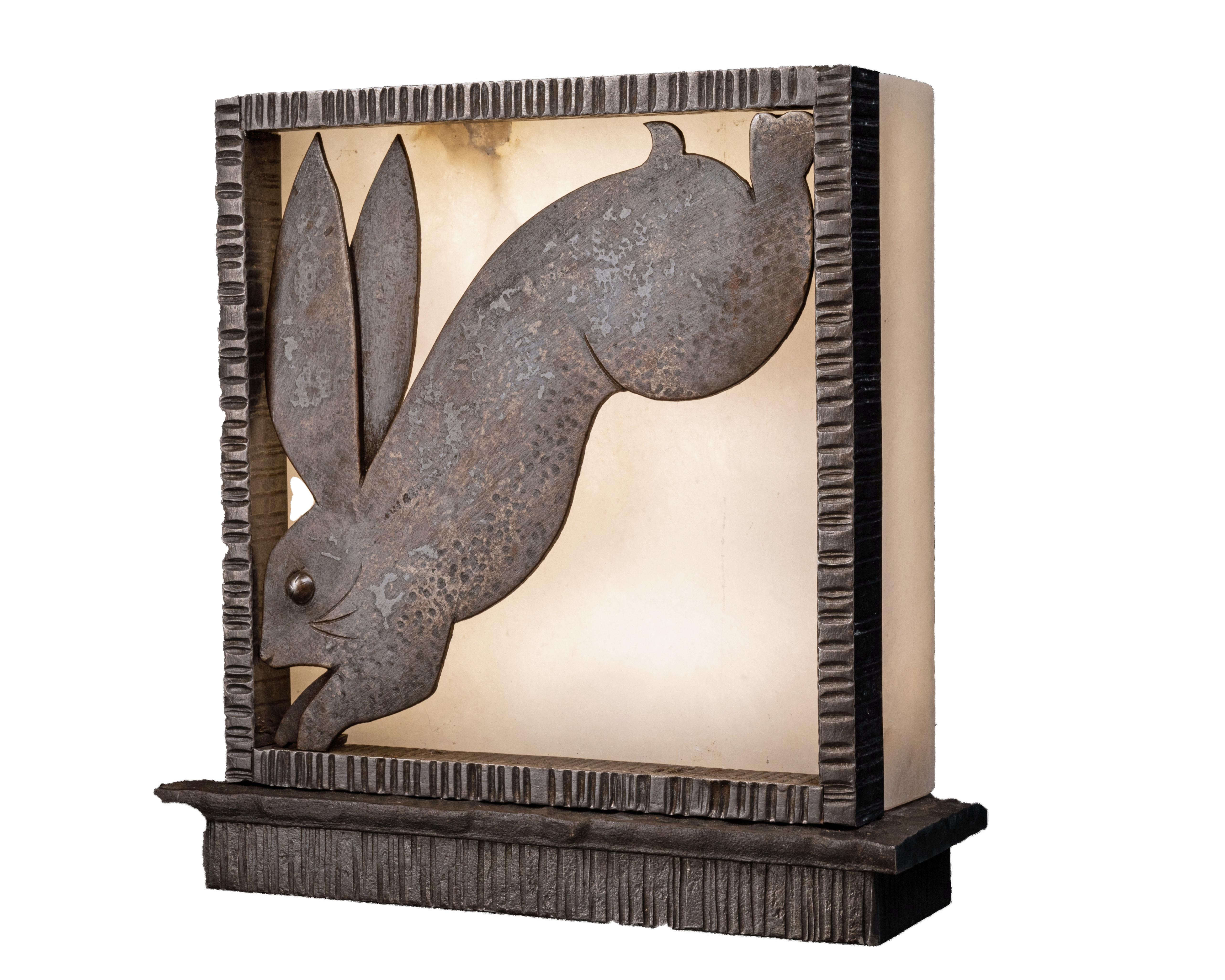Brandt, Art Deco Dove Lamp Sconce, Chiseled Wrought Iron, Alabaster, Animal Bird 9