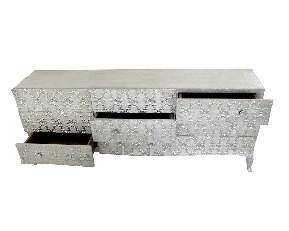 Contemporary Art Deco Style Drawers 'Fleur-de-lis' in White Bronze by Paul Mathieu For Sale