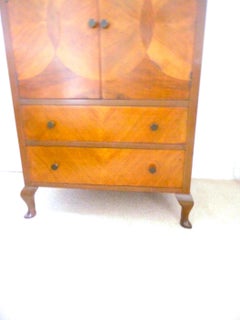 Art Deco Dresser/Linen Cupboard with Marquetry Doors and Two Drawers, 1930