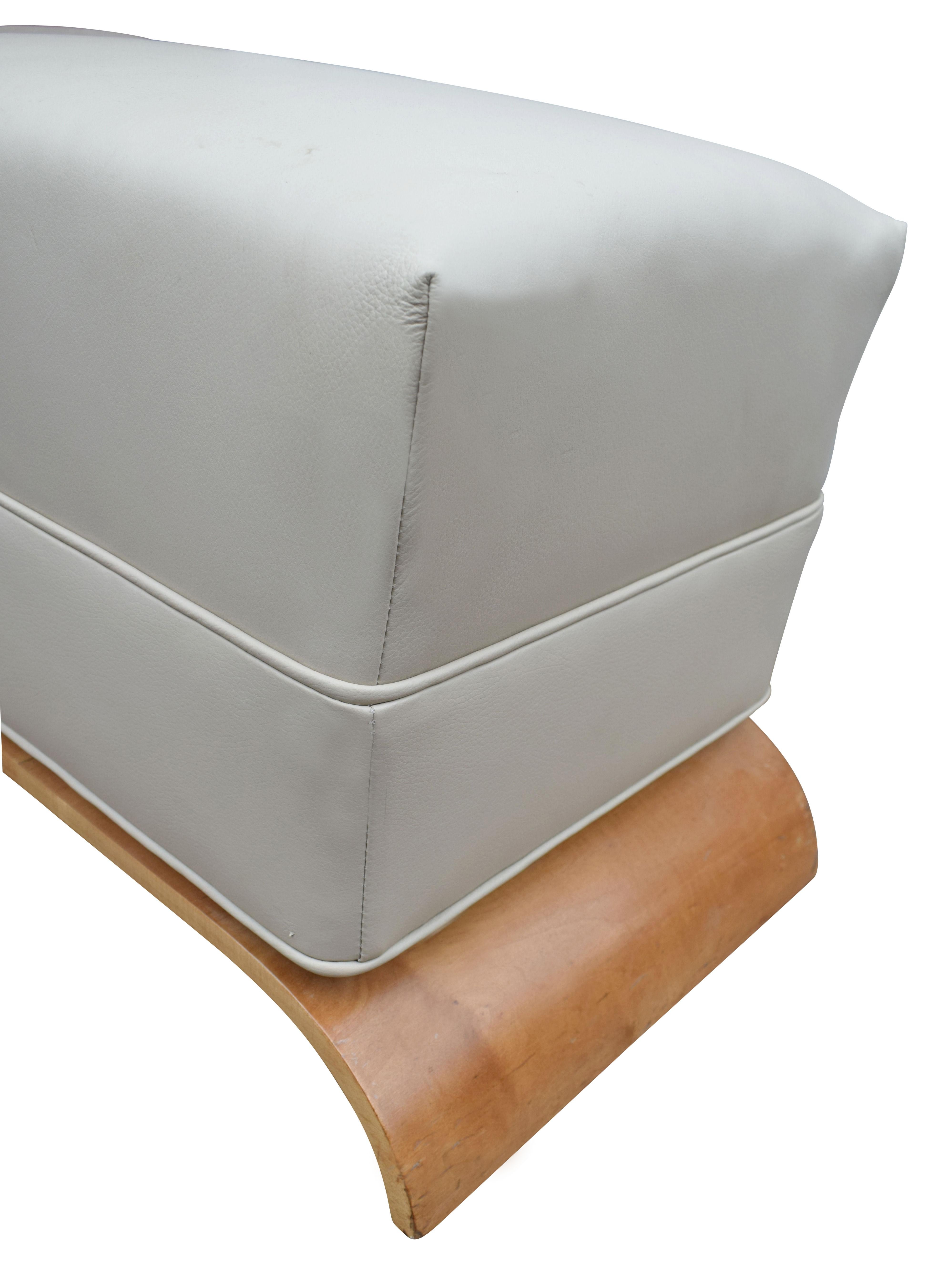 Art Deco Dressing Stool in Sycamore and Leather, circa 1930 2