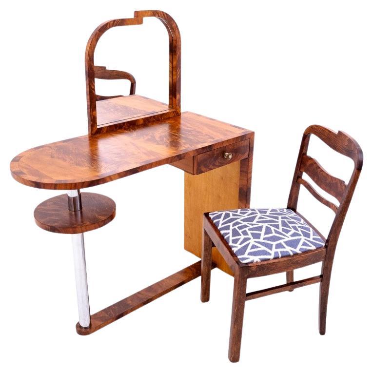 Tocador y silla Art Decó, Polonia, ca. 1950. en venta