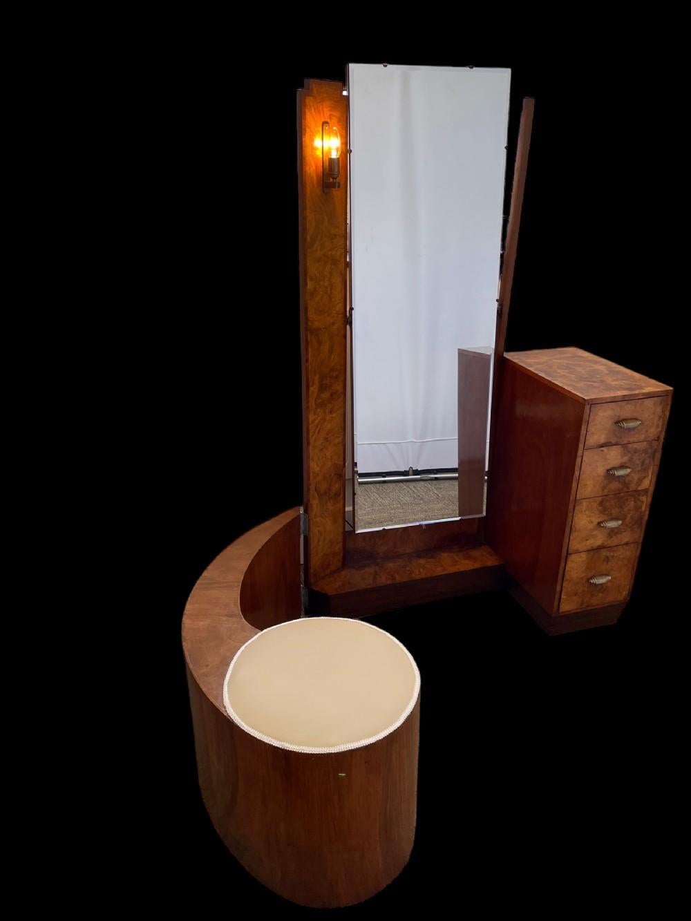 Walnut Art Deco Dressing Table For Sale
