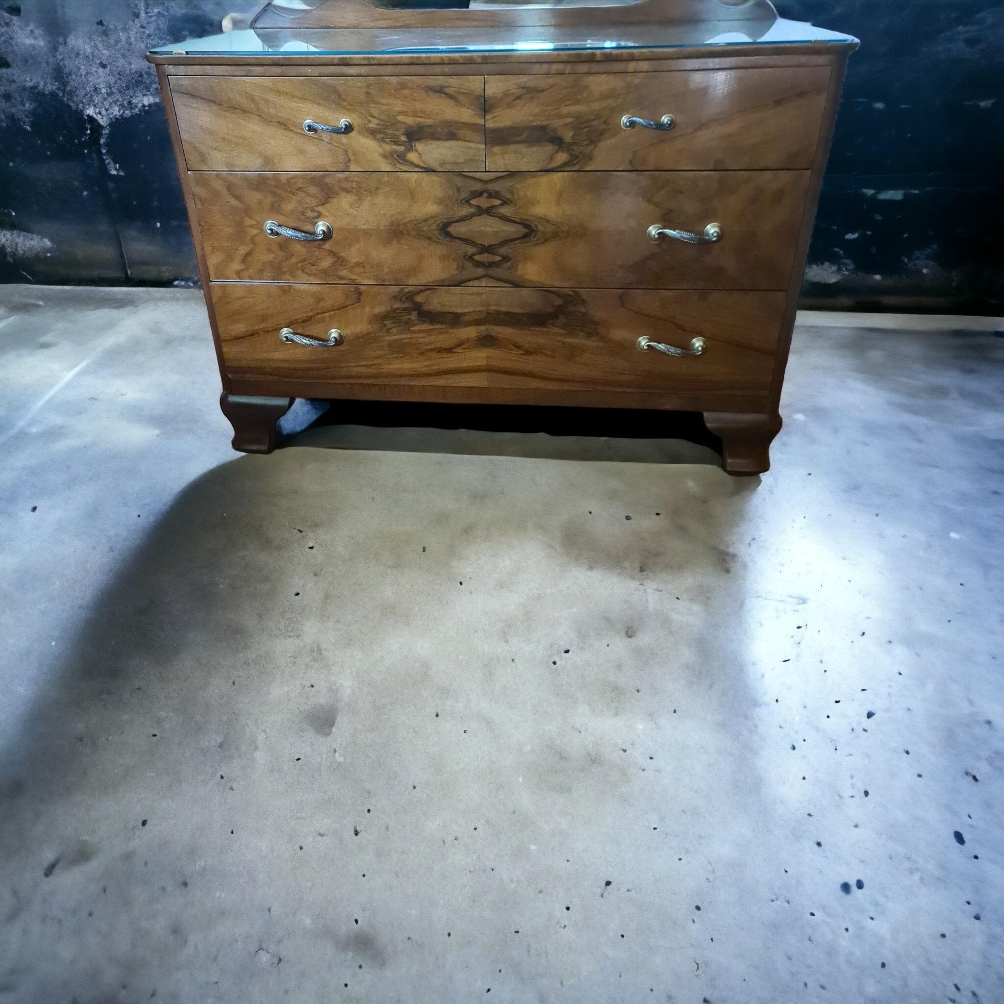 French Art deco dressing table in burr walnut, 1940s