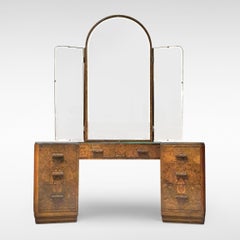 Art Deco Dressing Table in Figured Walnut Veneers