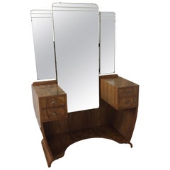 Art Deco Dressing Table n a Figured Walnut