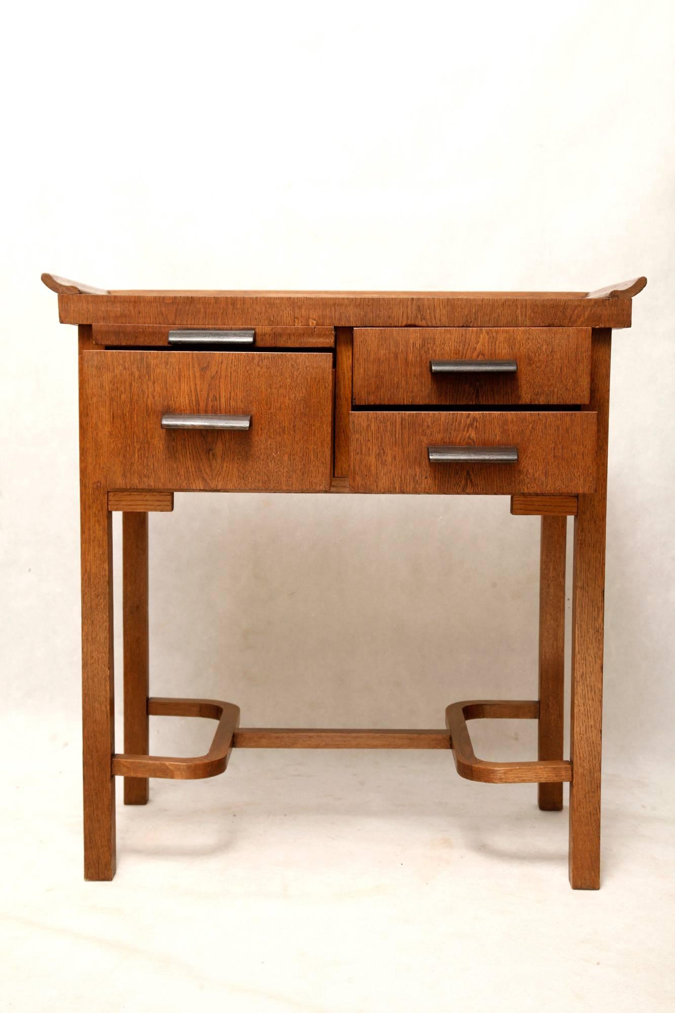 Art Deco Dressing Table, Oak and Vintage, 1950s In Good Condition In Warsaw, PL
