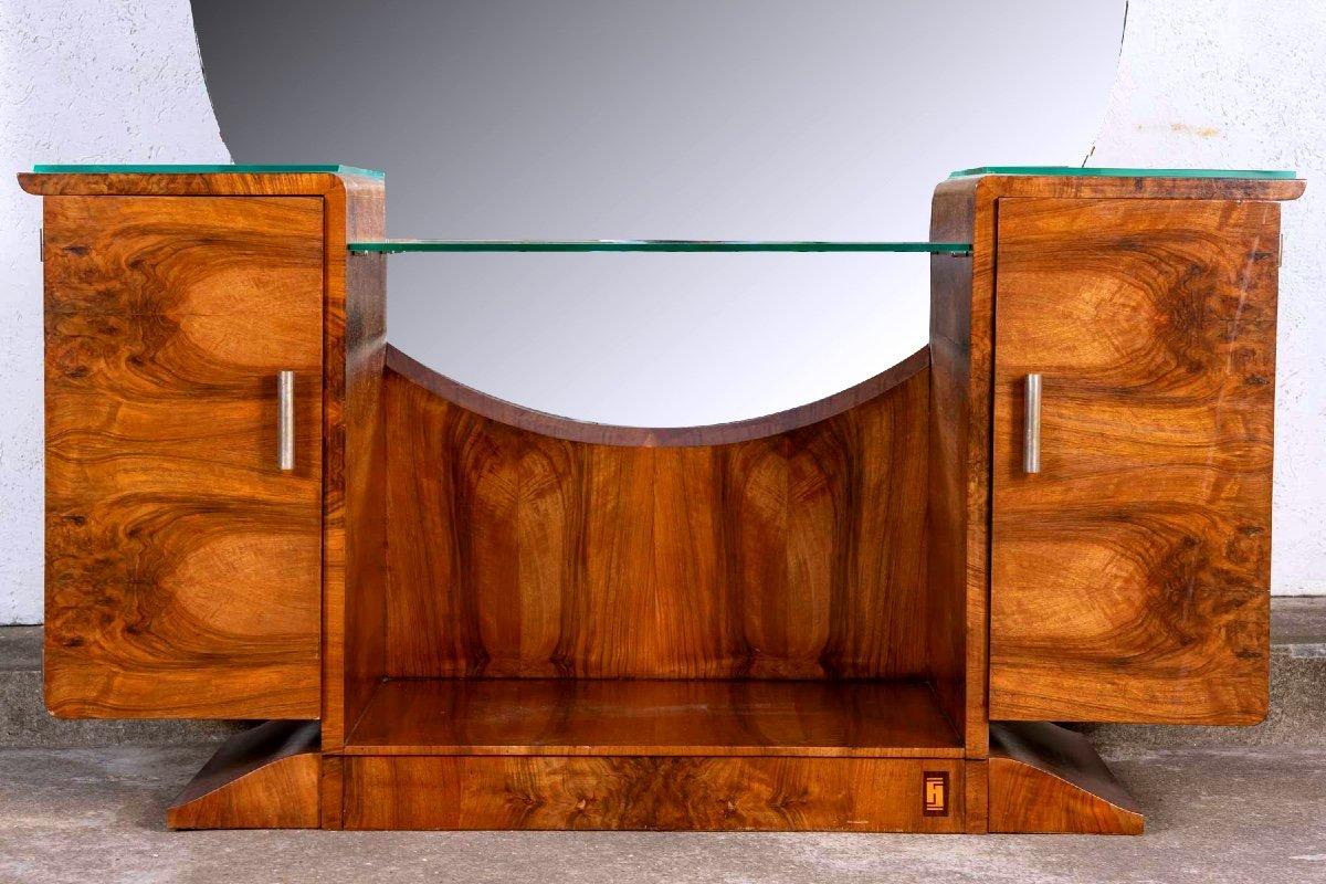 20th Century Art Deco Dressing Table - Stamped Jean Fauré - American Walnut Veneer - 20th 