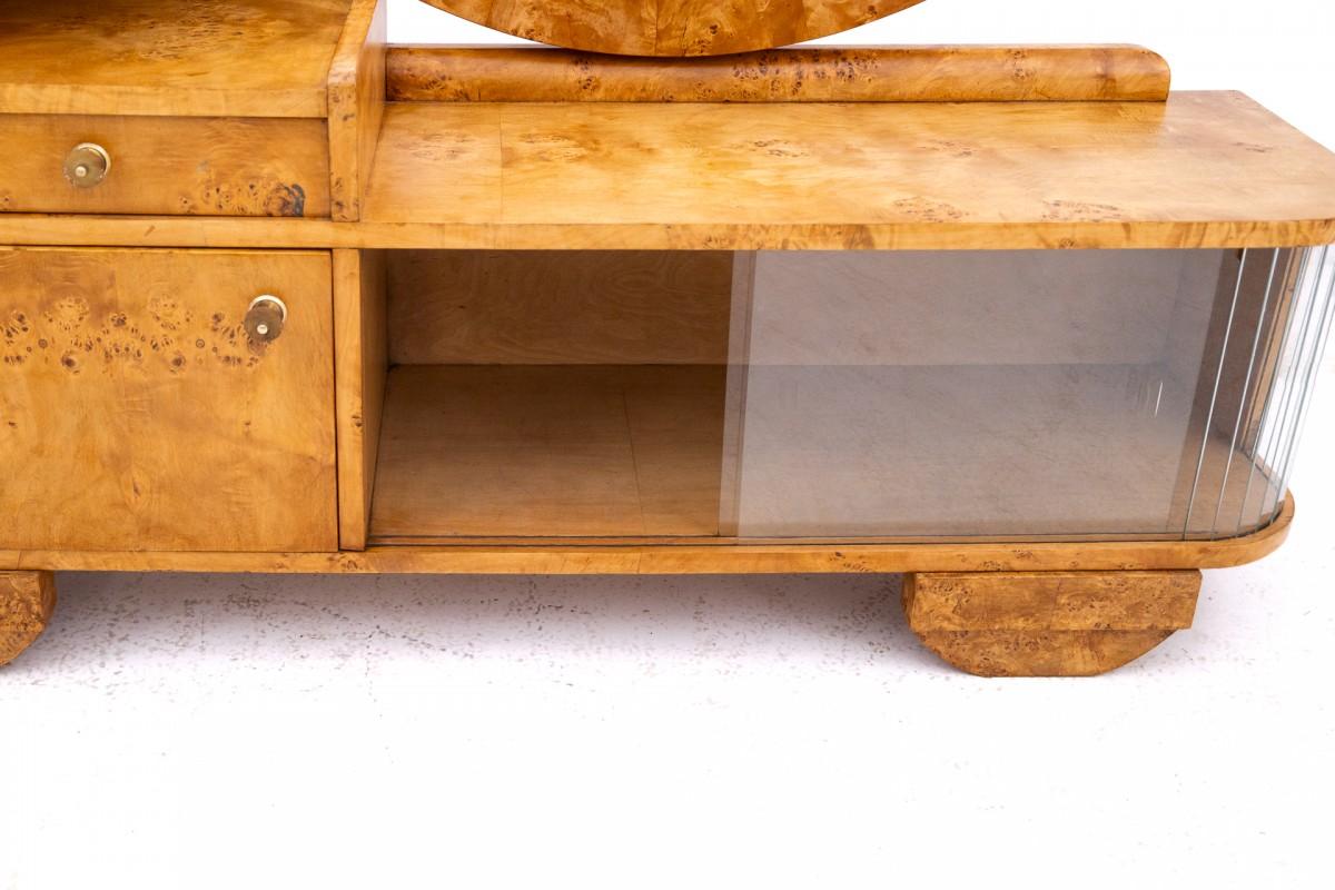 Mid-20th Century Art Deco dressing table, vanity with mirror, Poland, 1940s.