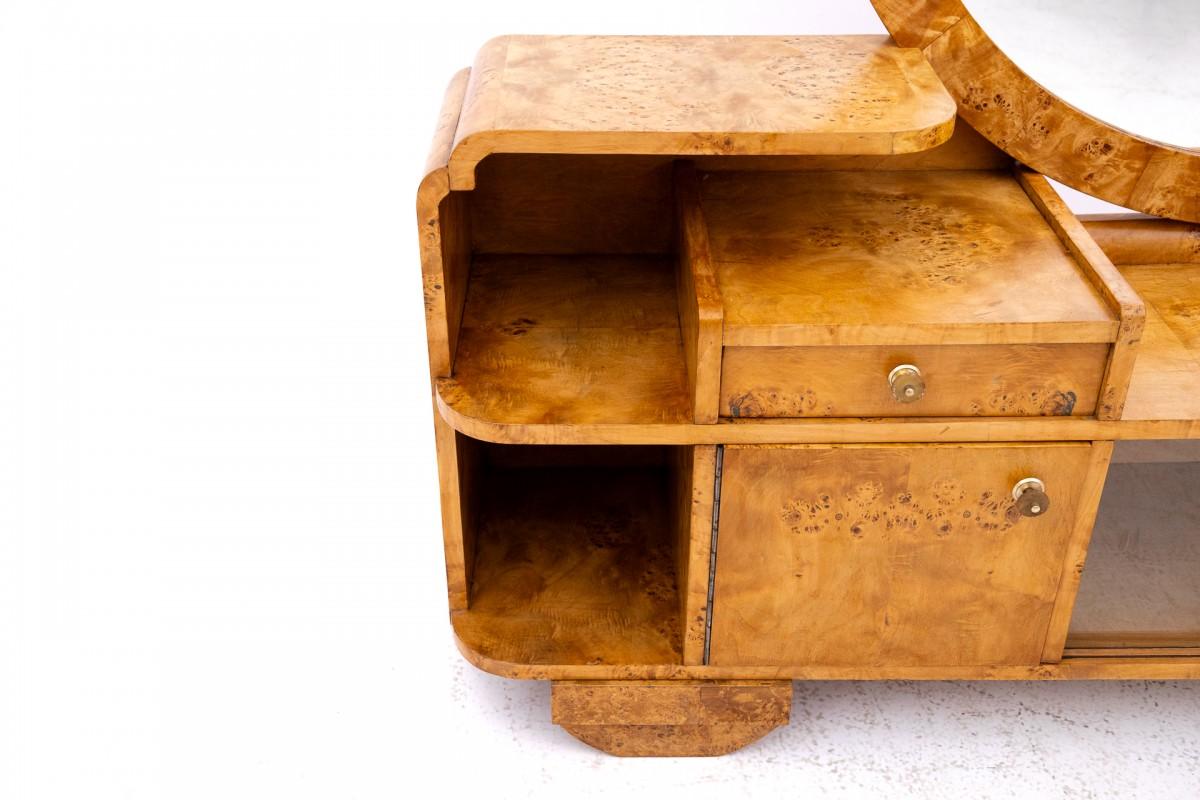 Art Deco dressing table, vanity with mirror, Poland, 1940s. 1