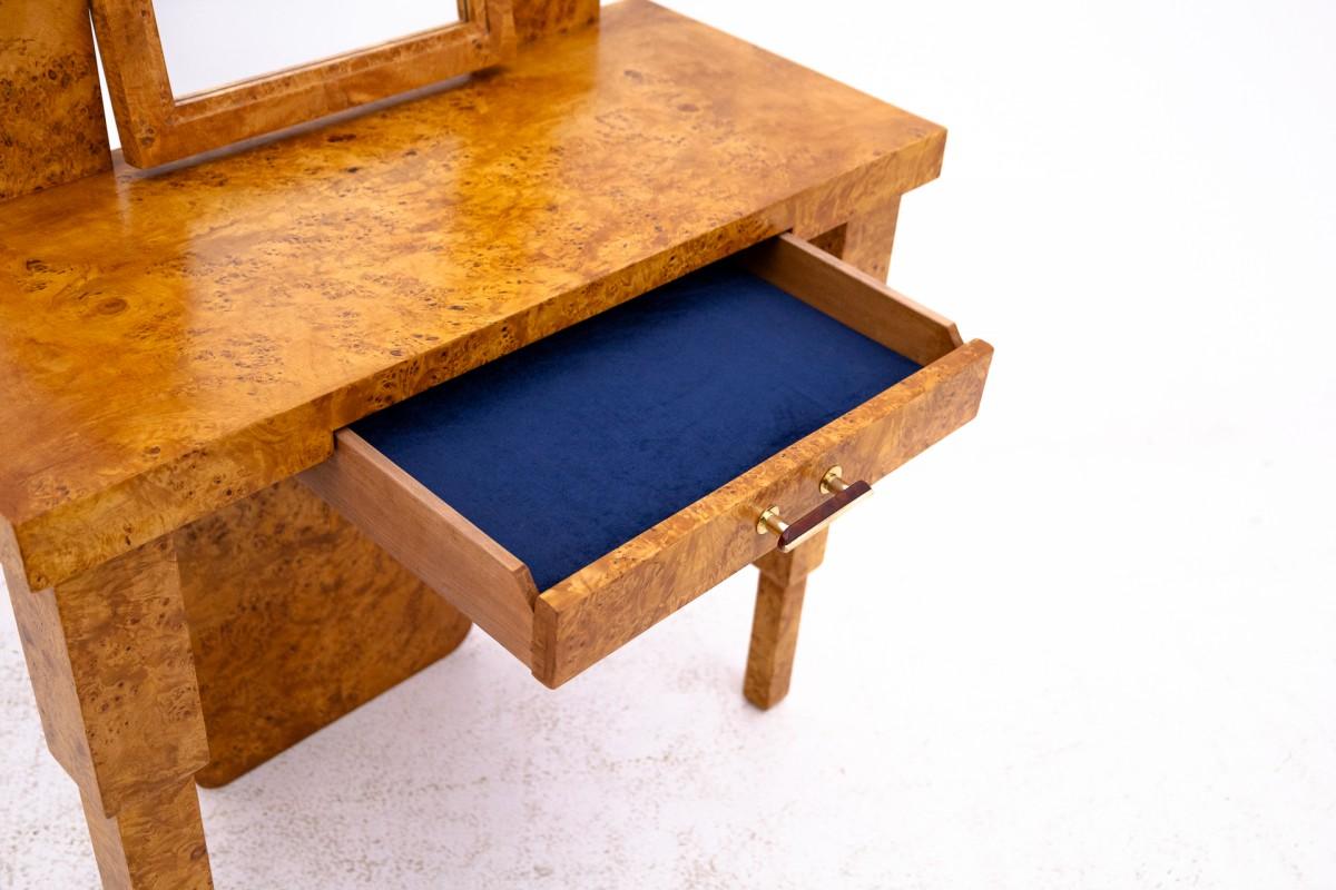 Tocador Art Decó con silla, mediados del siglo XX, Polonia. en Bueno estado para la venta en Chorzów, PL