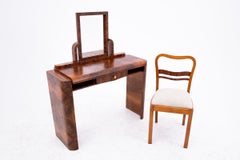 Coiffeuse Art déco avec chaise, Pologne, vers 1930
