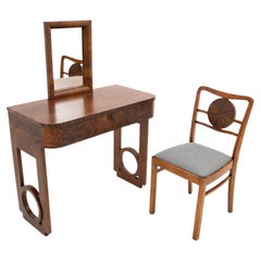 Tocador Art Decó con silla, Polonia, ca. 1930.