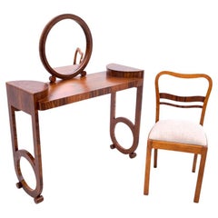 Tocador Art Decó con silla, Polonia, ca. 1940.