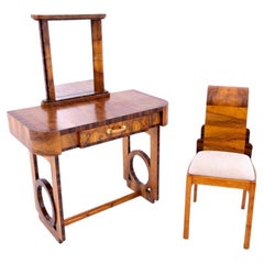 Art Deco dressing table with chair, Poslak, 1940s.