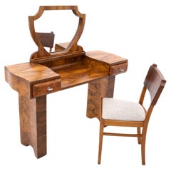 Antique Art Deco dressing table with chair, Germany, circa 1940s 