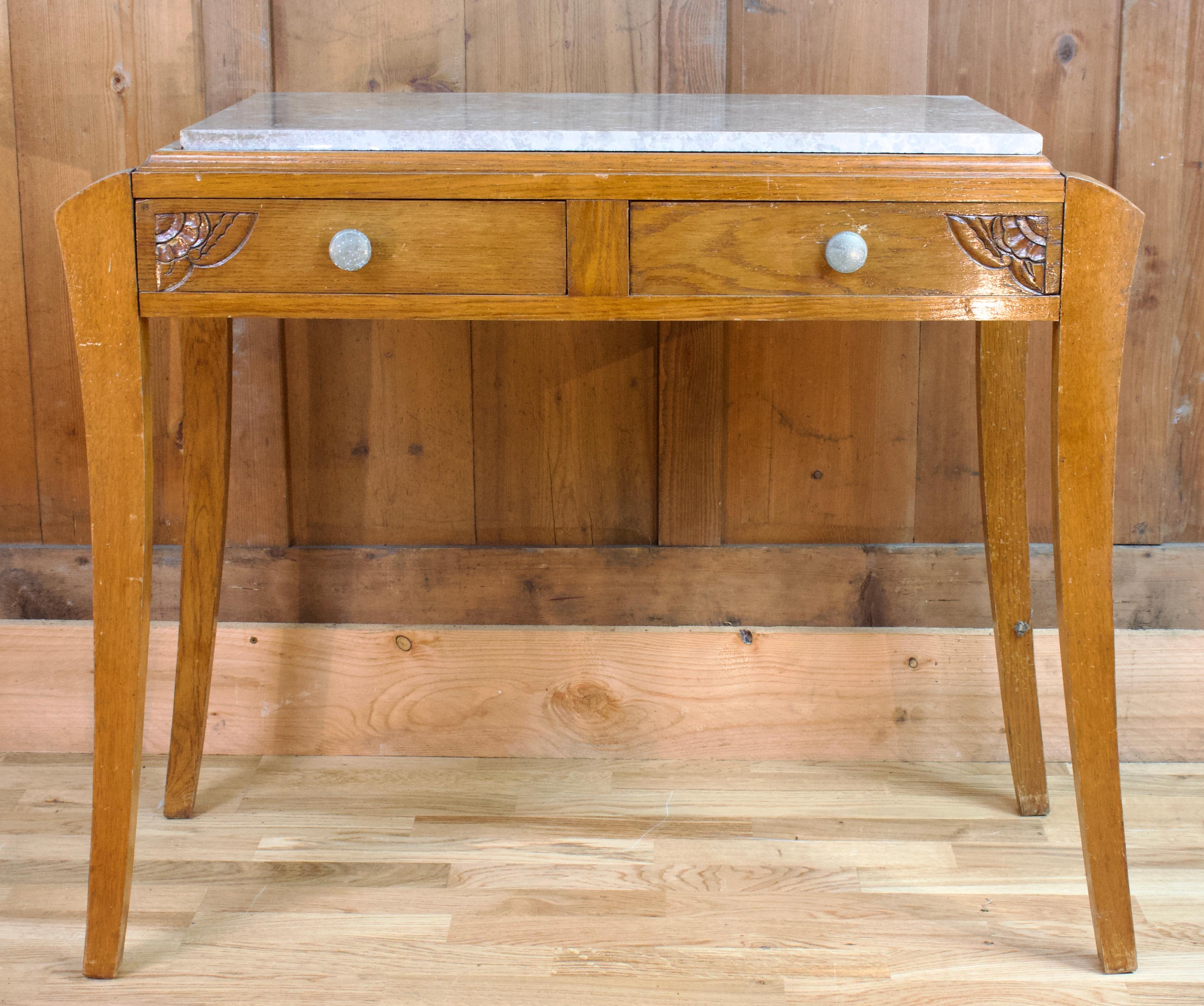 Art Deco Console or Dressing Table with Marble Top circa 1940 For Sale 3