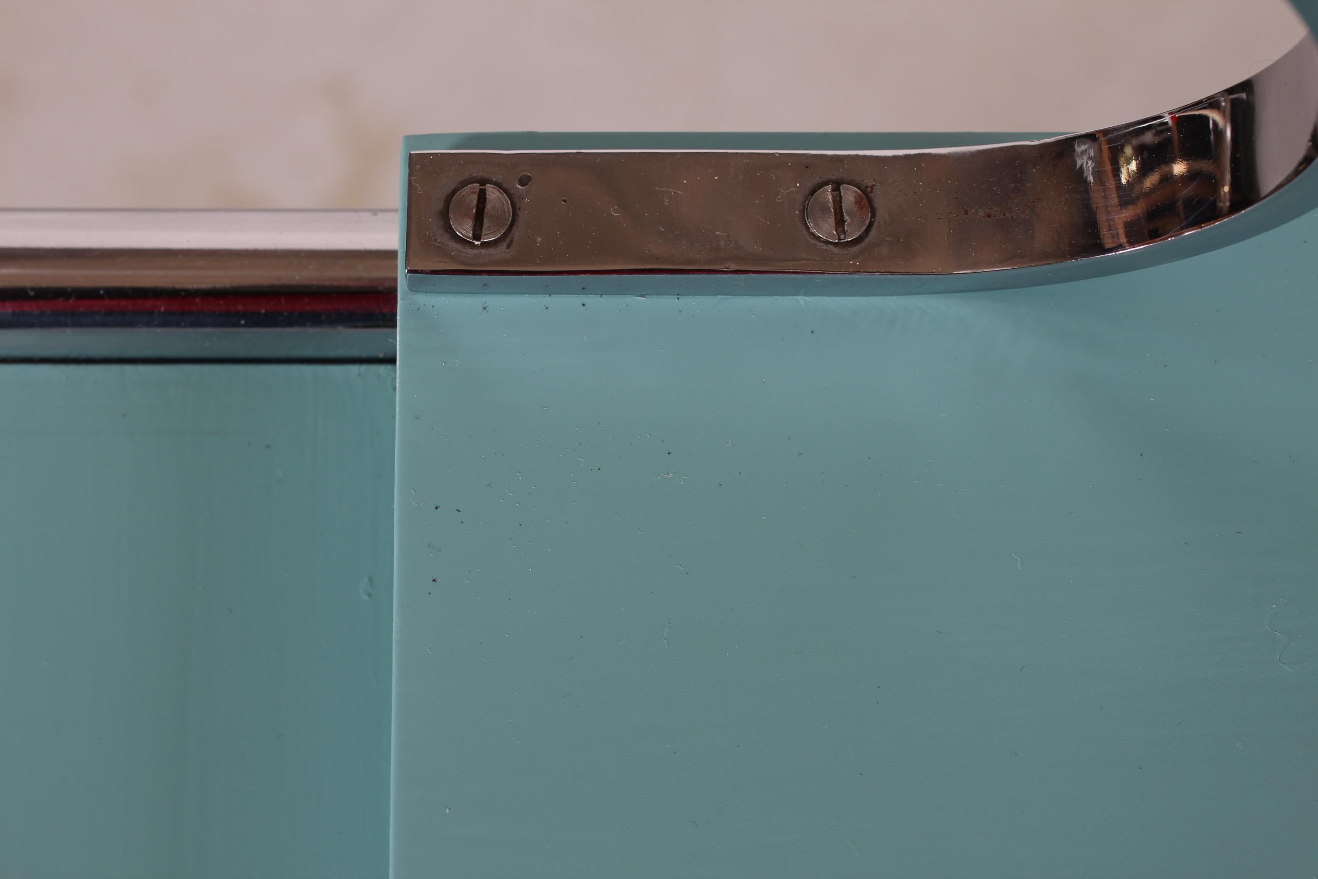 Art Deco Schminktisch mit rundem Spiegel und Stuhl Dänischer Kunsttischler, 1930er Jahre (20. Jahrhundert) im Angebot