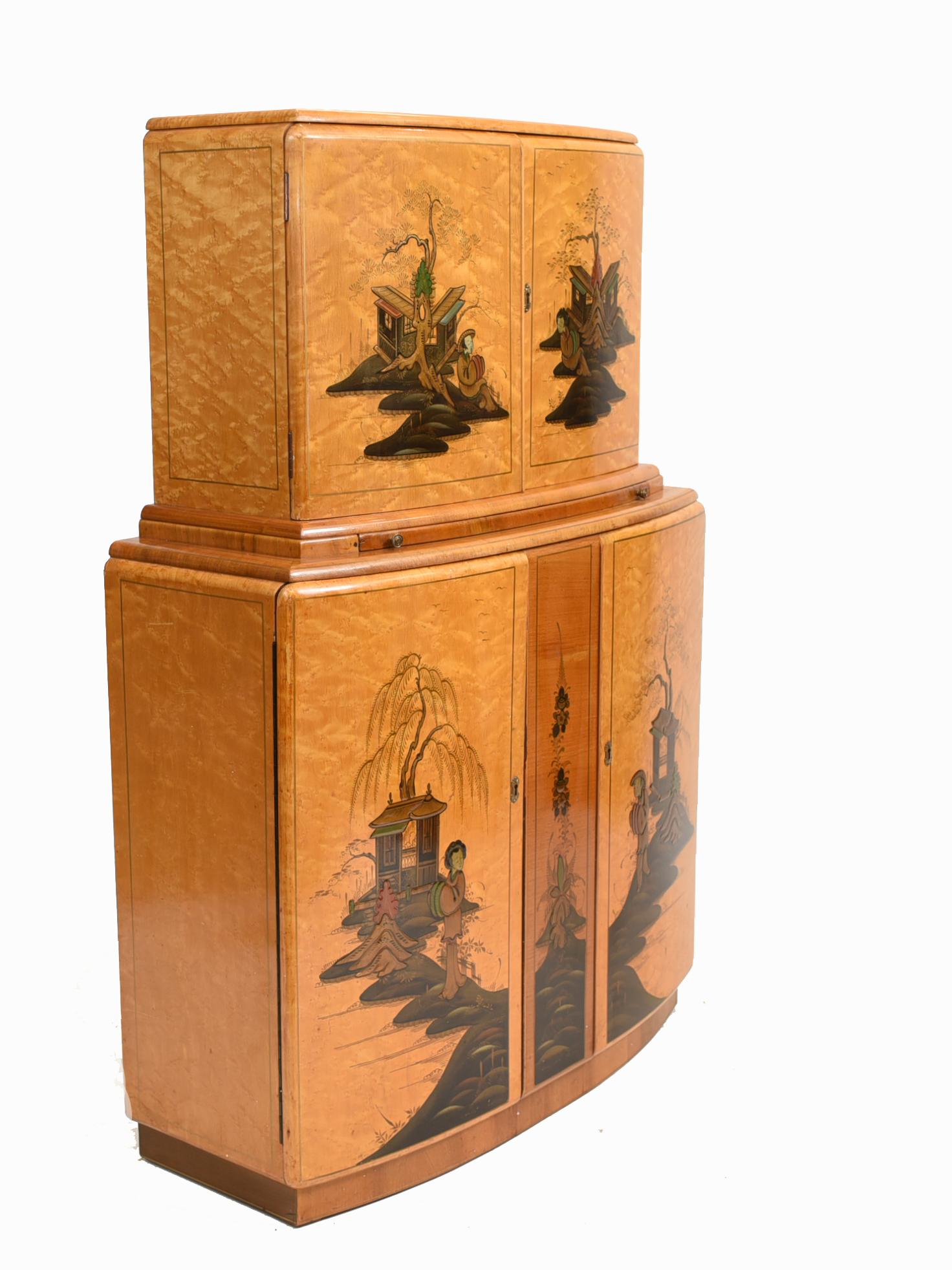 Art Deco Drinks Cabinet Chinoiserie Vintage Cocktail, 1930 10