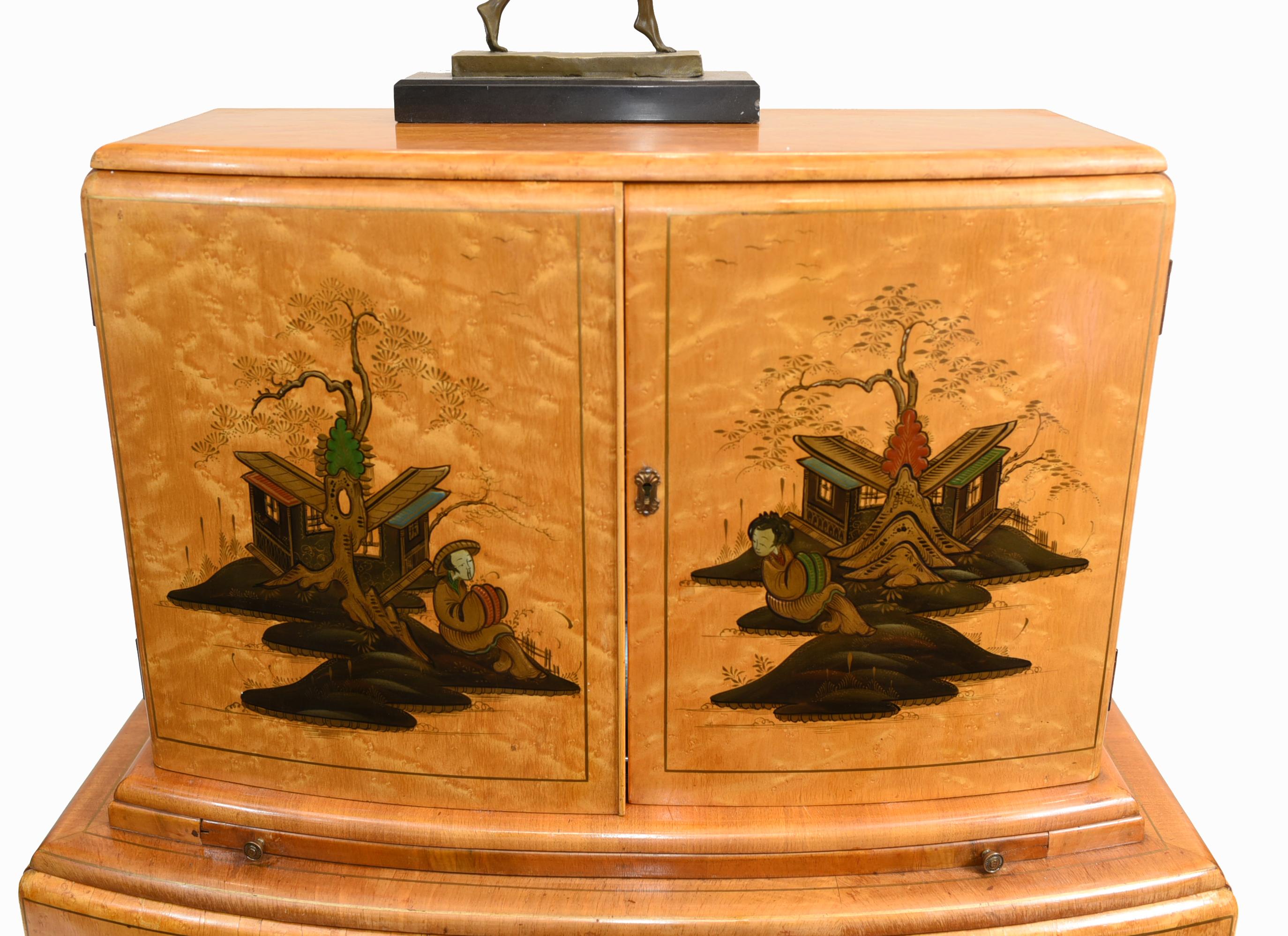 Art Deco Drinks Cabinet Chinoiserie Vintage Cocktail, 1930 In Good Condition In Potters Bar, GB