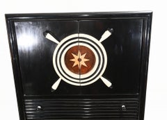 Art Deco Drinks Cabinet Lacquer Cocktail Chest Nautical