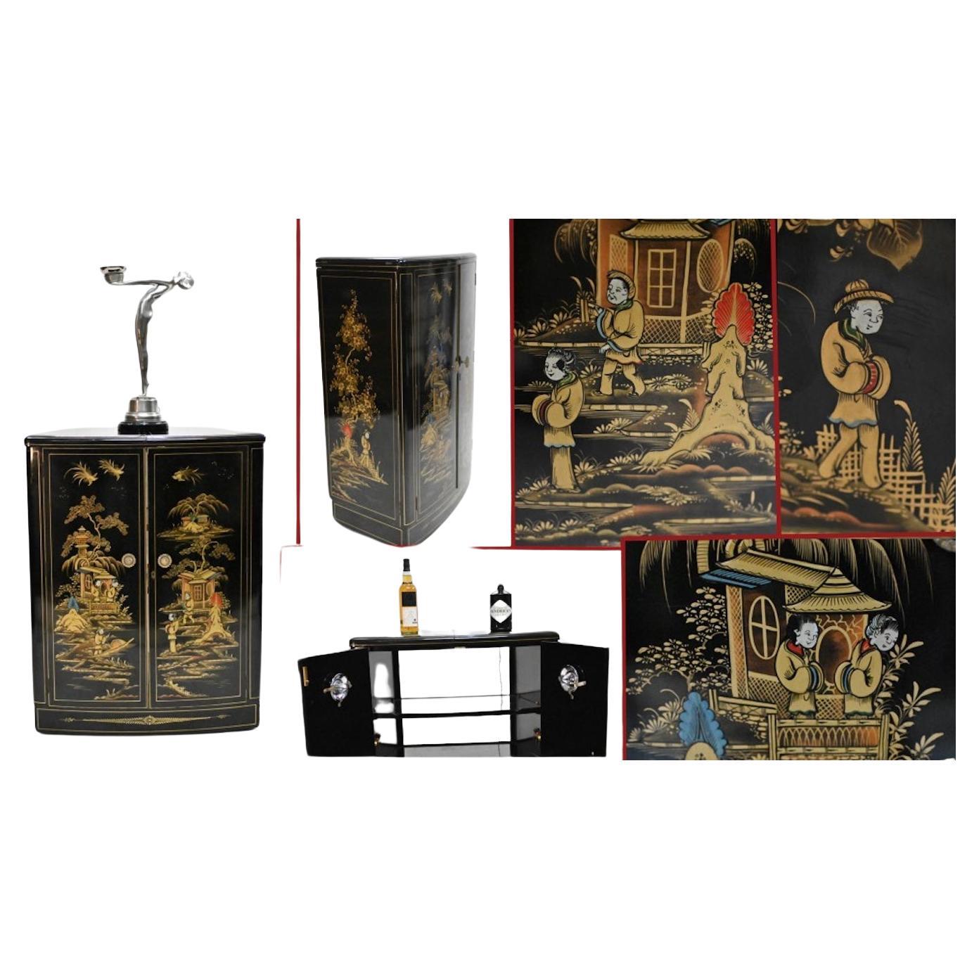 Armario para bebidas Art Déco Chinoiserie lacado Cócteles