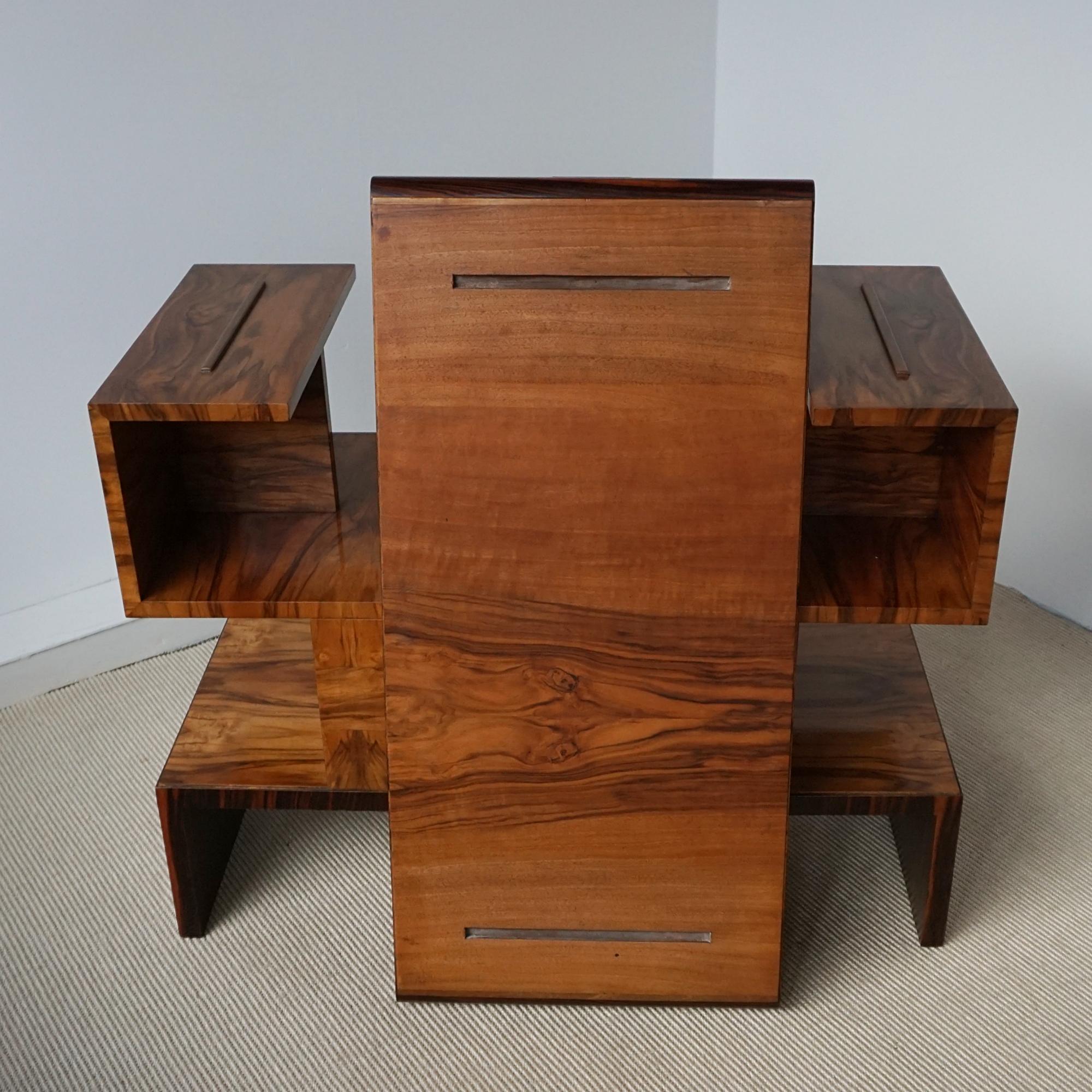Art Deco Drinks Table/Cabinet with Removable Maccasar Ebony Serving Tray 6