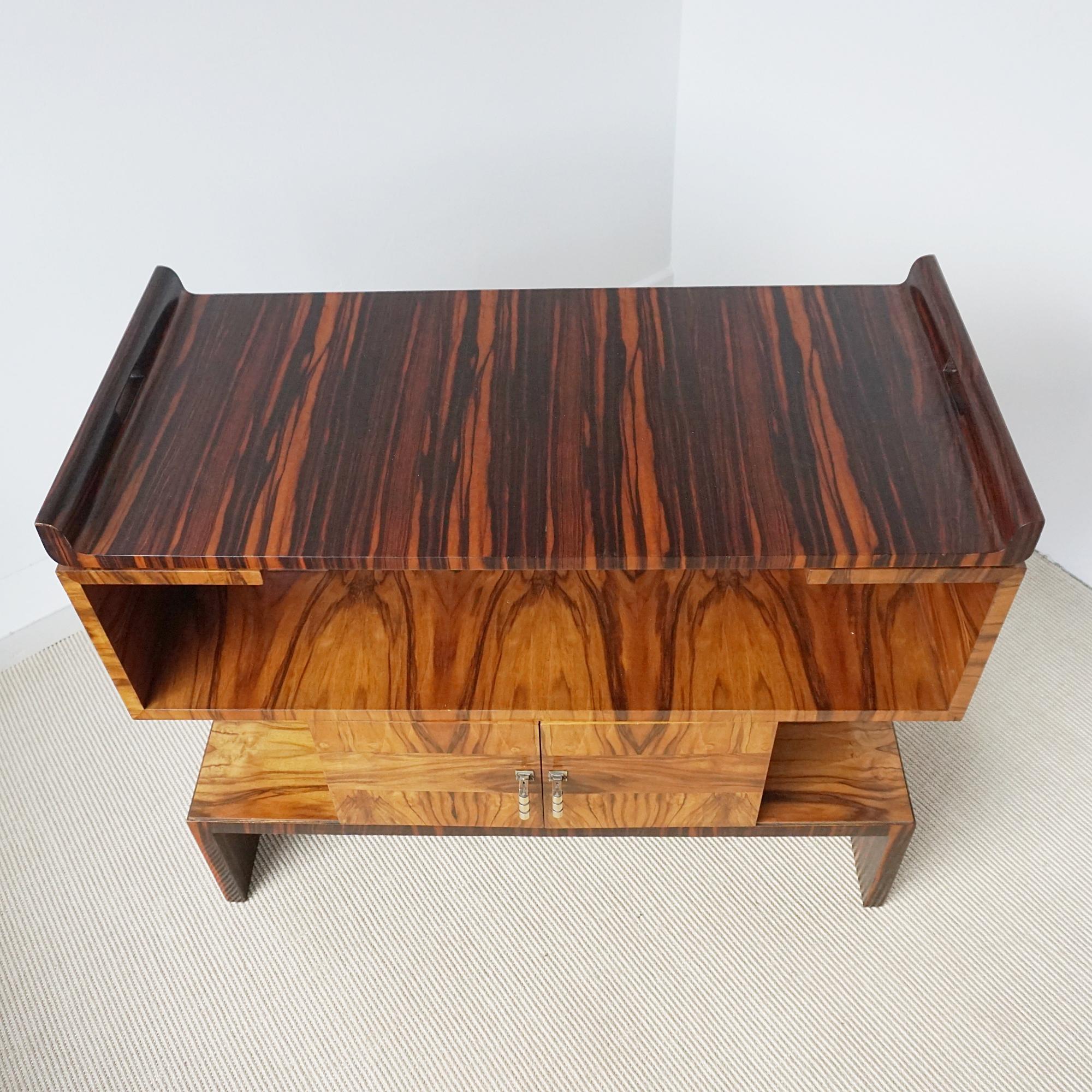Art Deco Drinks Table/Cabinet with Removable Maccasar Ebony Serving Tray 8