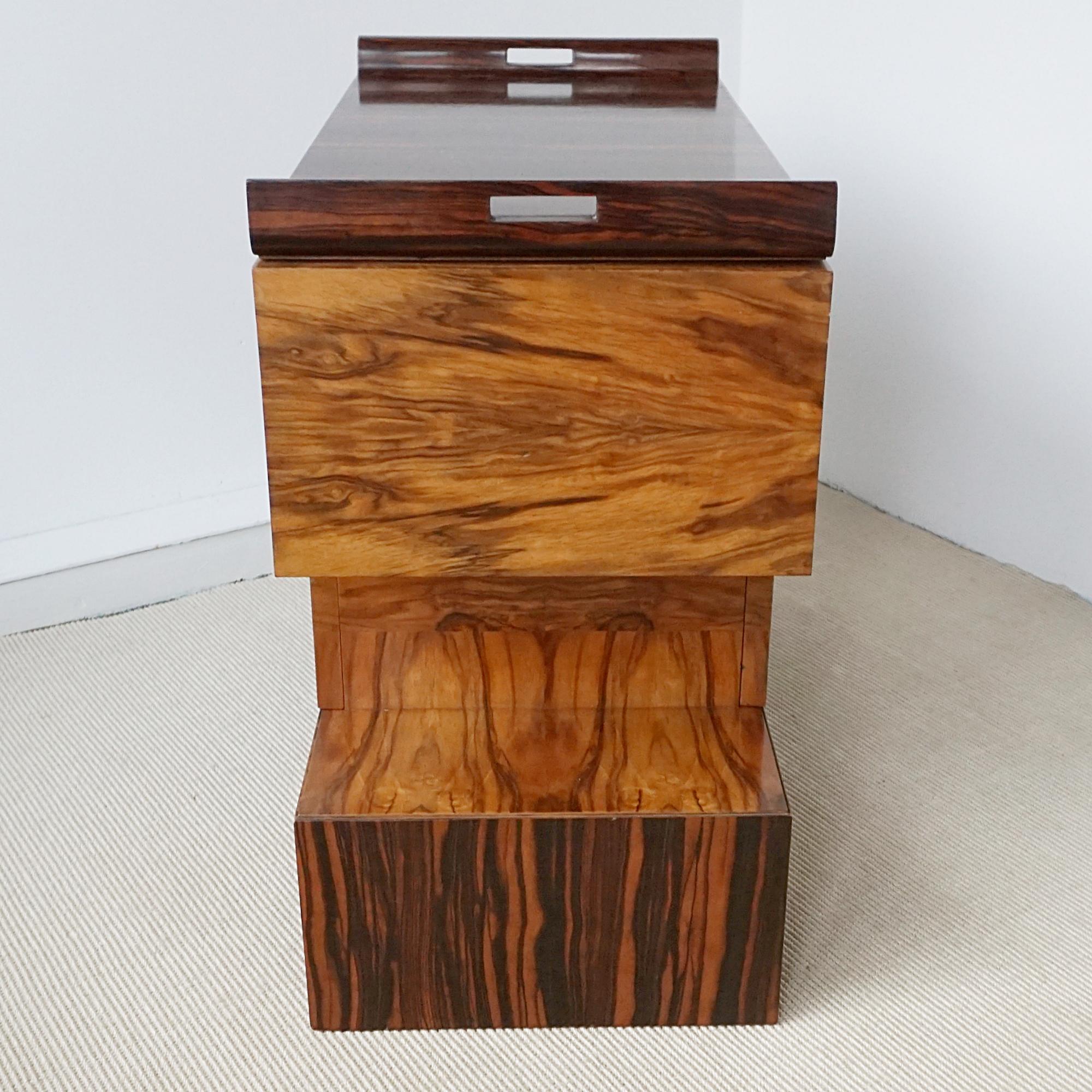 Art Deco Drinks Table/Cabinet with Removable Maccasar Ebony Serving Tray 1