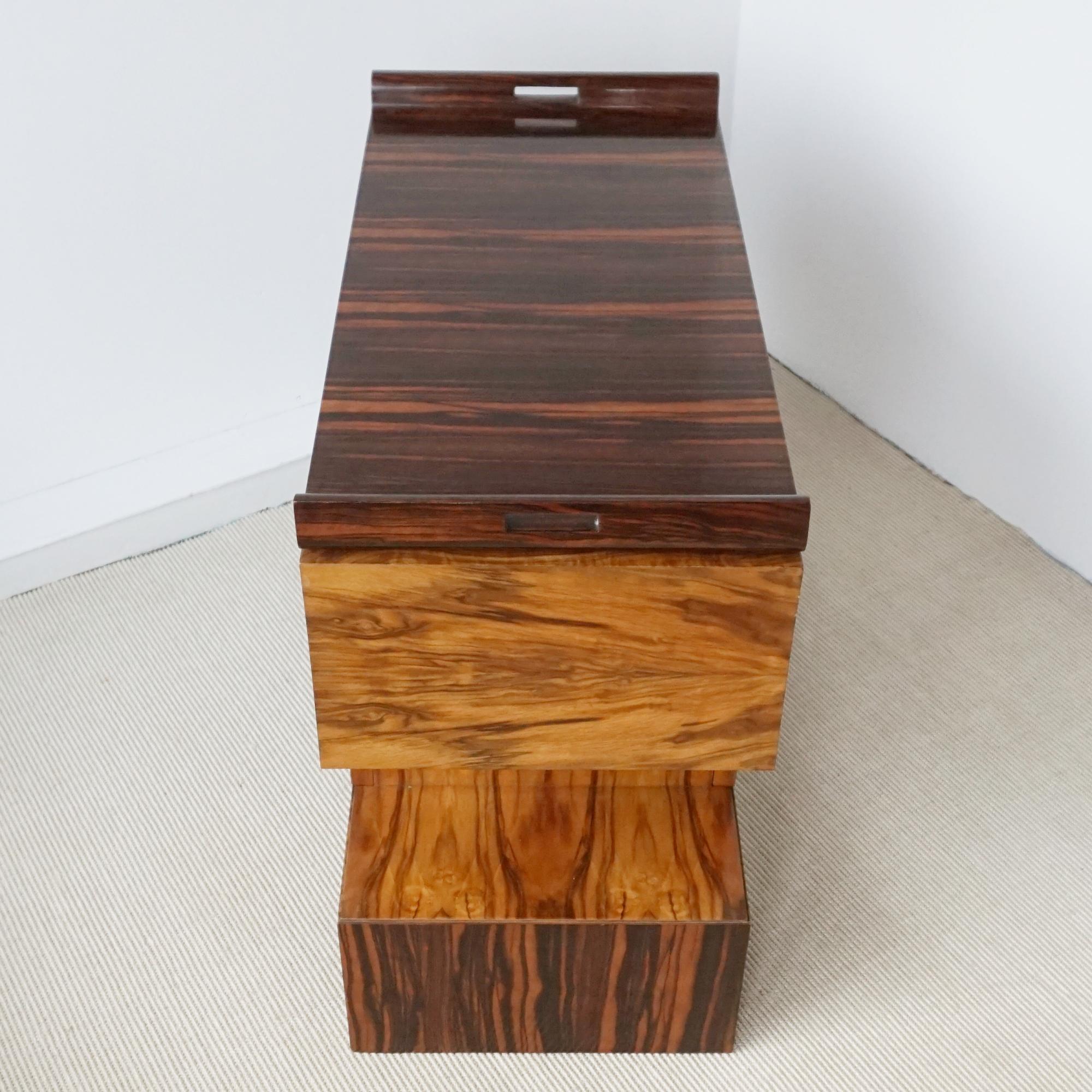 Art Deco Drinks Table/Cabinet with Removable Maccasar Ebony Serving Tray 2