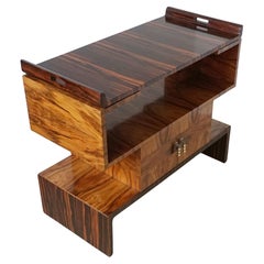 Antique Art Deco Drinks Table/Cabinet with Removable Maccasar Ebony Serving Tray