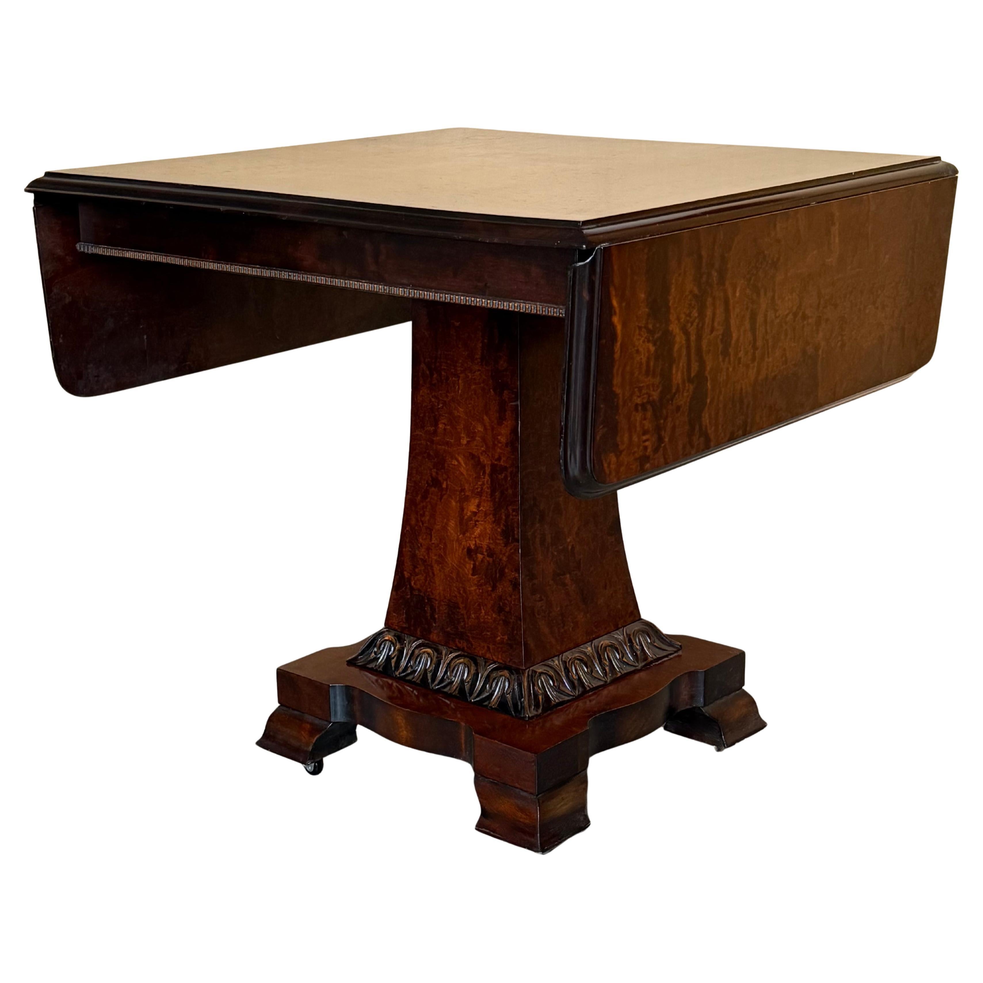 Art Deco Drop-Leaf Coffee Table, Walnut Veneer, France, circa 1930 For Sale