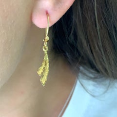 Art deco drop leverback earrings 18k yellow gold