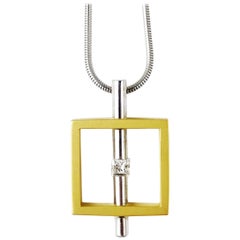 Art Deco Drop Necklace Diamond 18 Karat White and Yellow Gold Modern Fashion