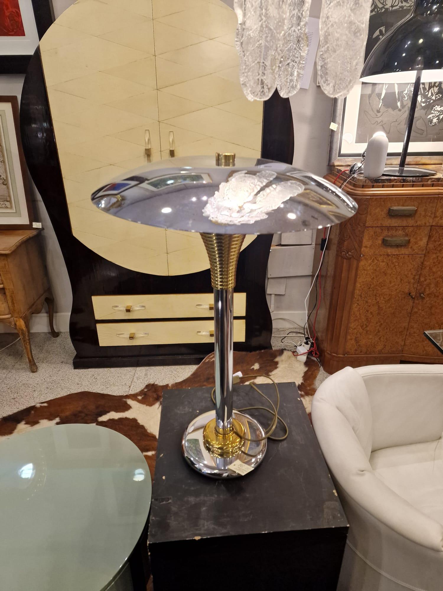 Art Deco Drummond  France Table lamp, lighting, chrome and bronze 5