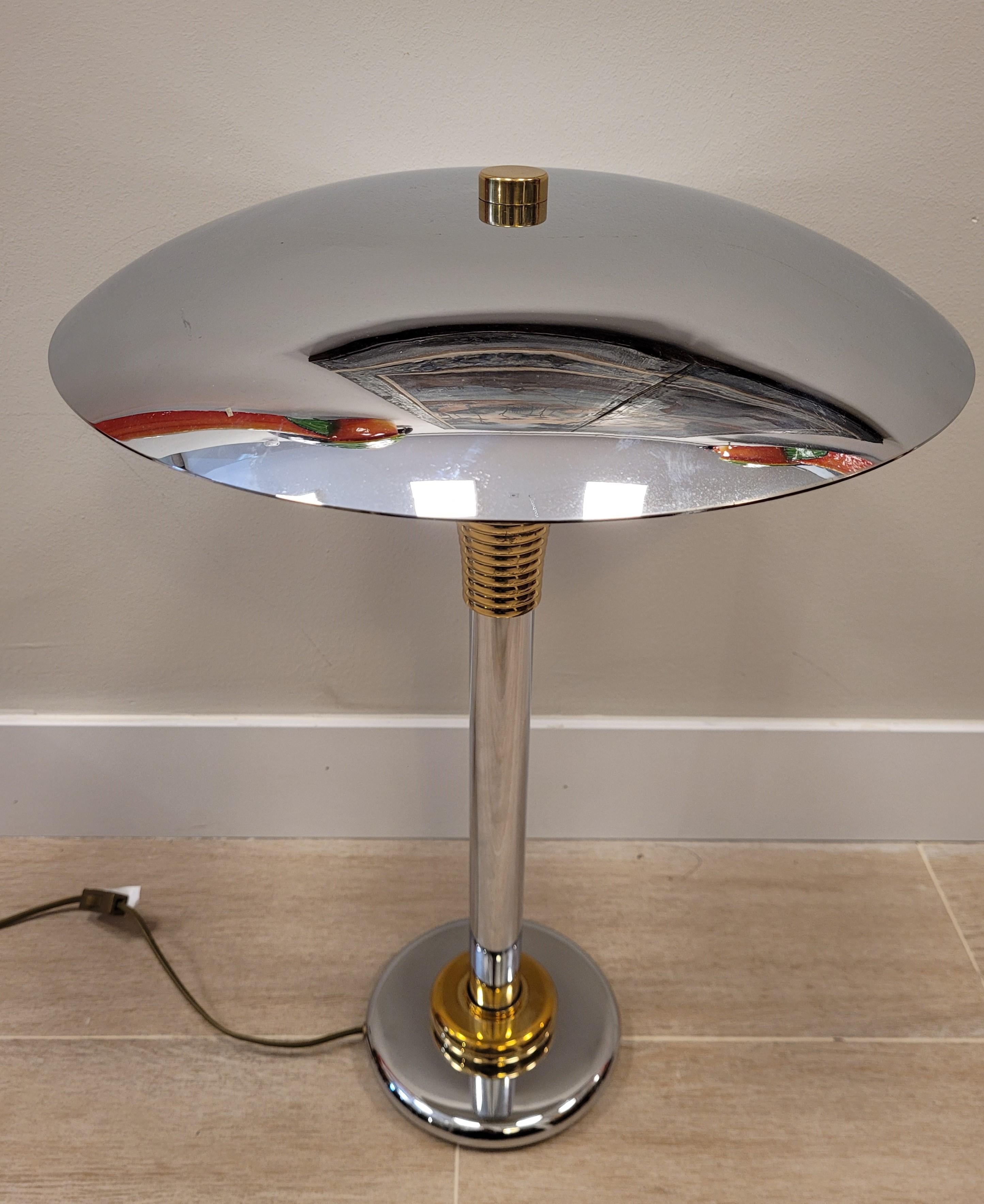 Art Deco Drummond  France Table lamp, lighting, chrome and bronze In Good Condition In Valladolid, ES