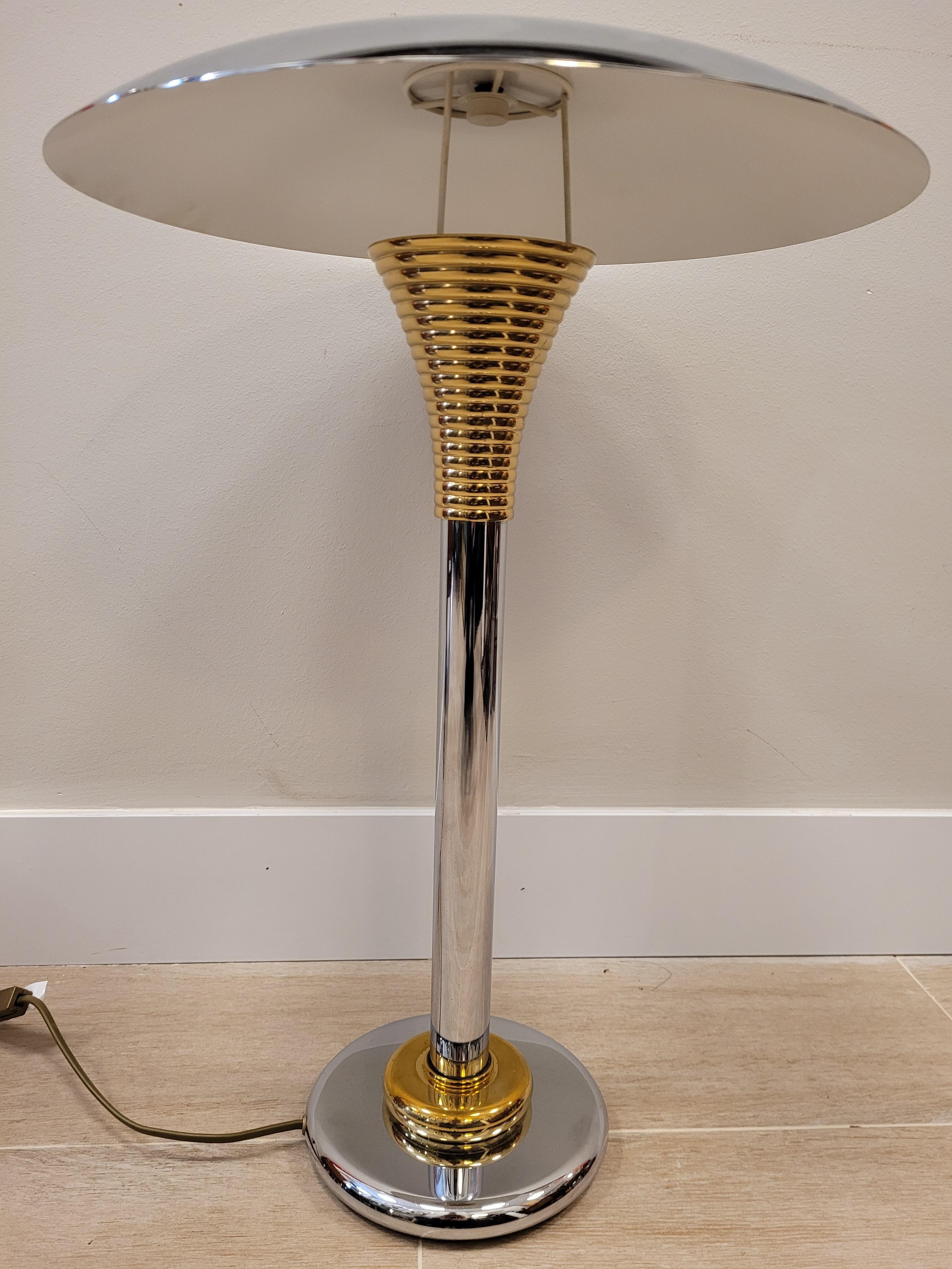 Art Deco Drummond  France Table lamp, lighting, chrome and bronze 1