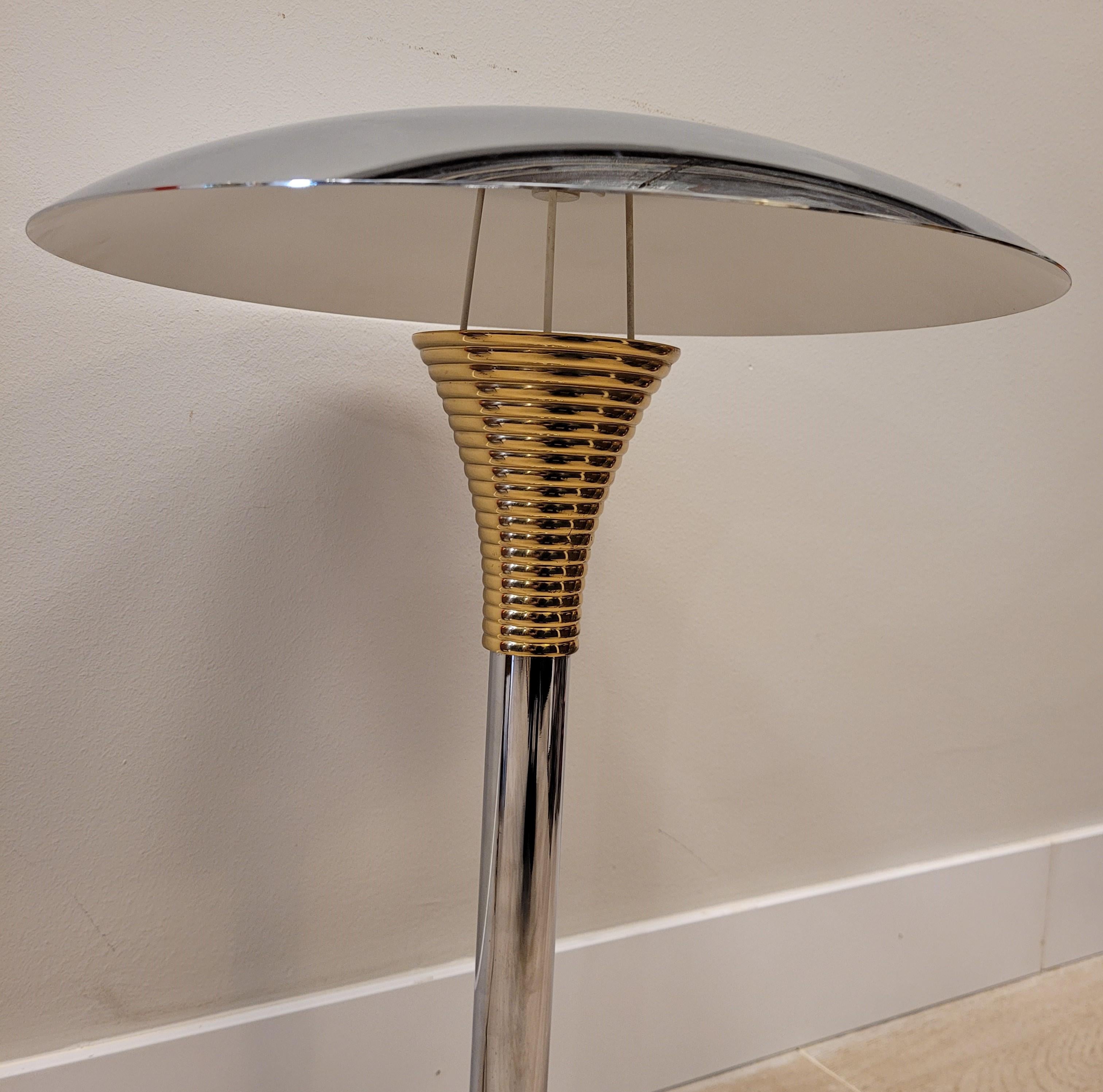 Art Deco Drummond  France Table lamp, lighting, chrome and bronze 2