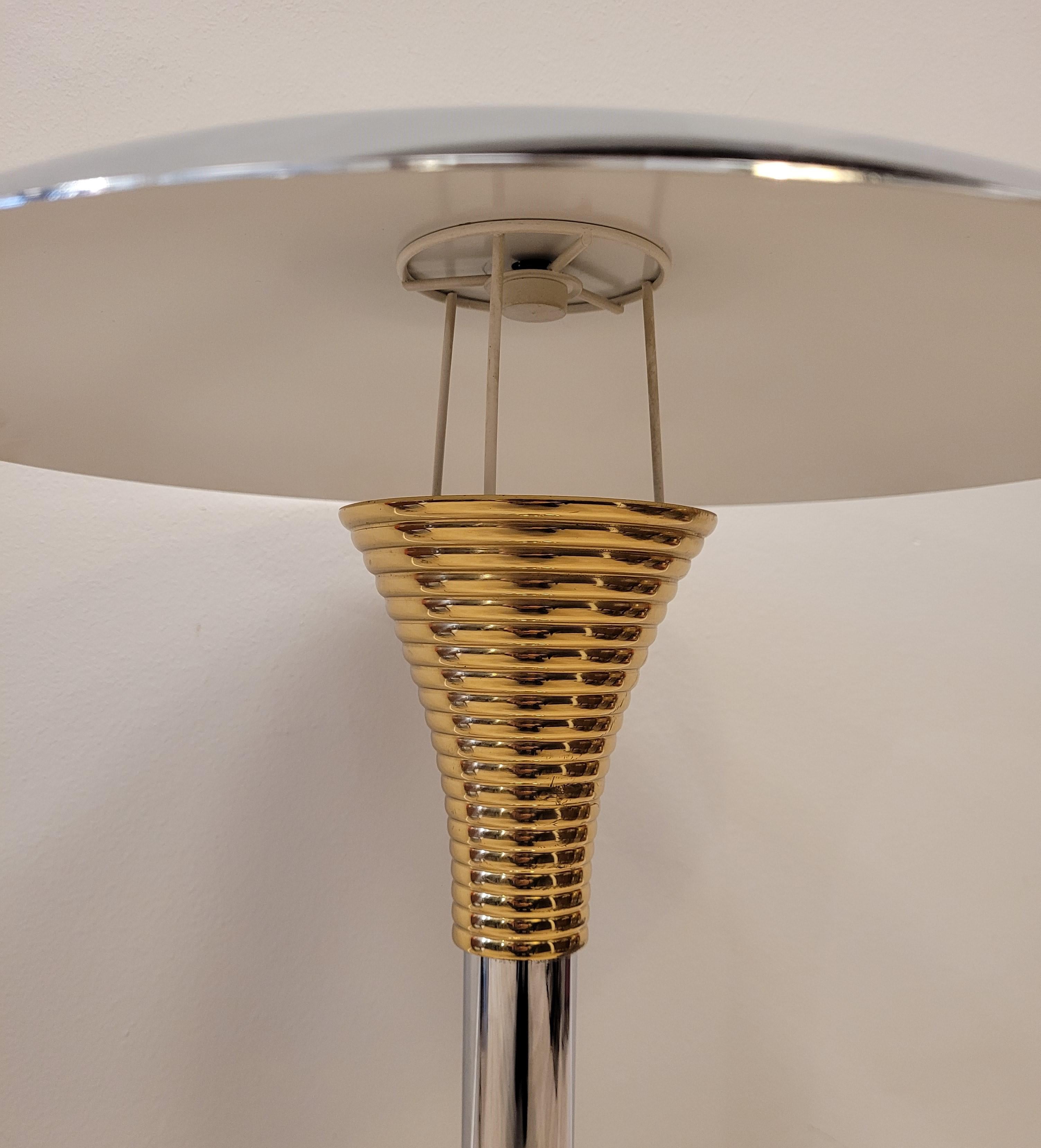Art Deco Drummond  France Table lamp, lighting, chrome and bronze 3
