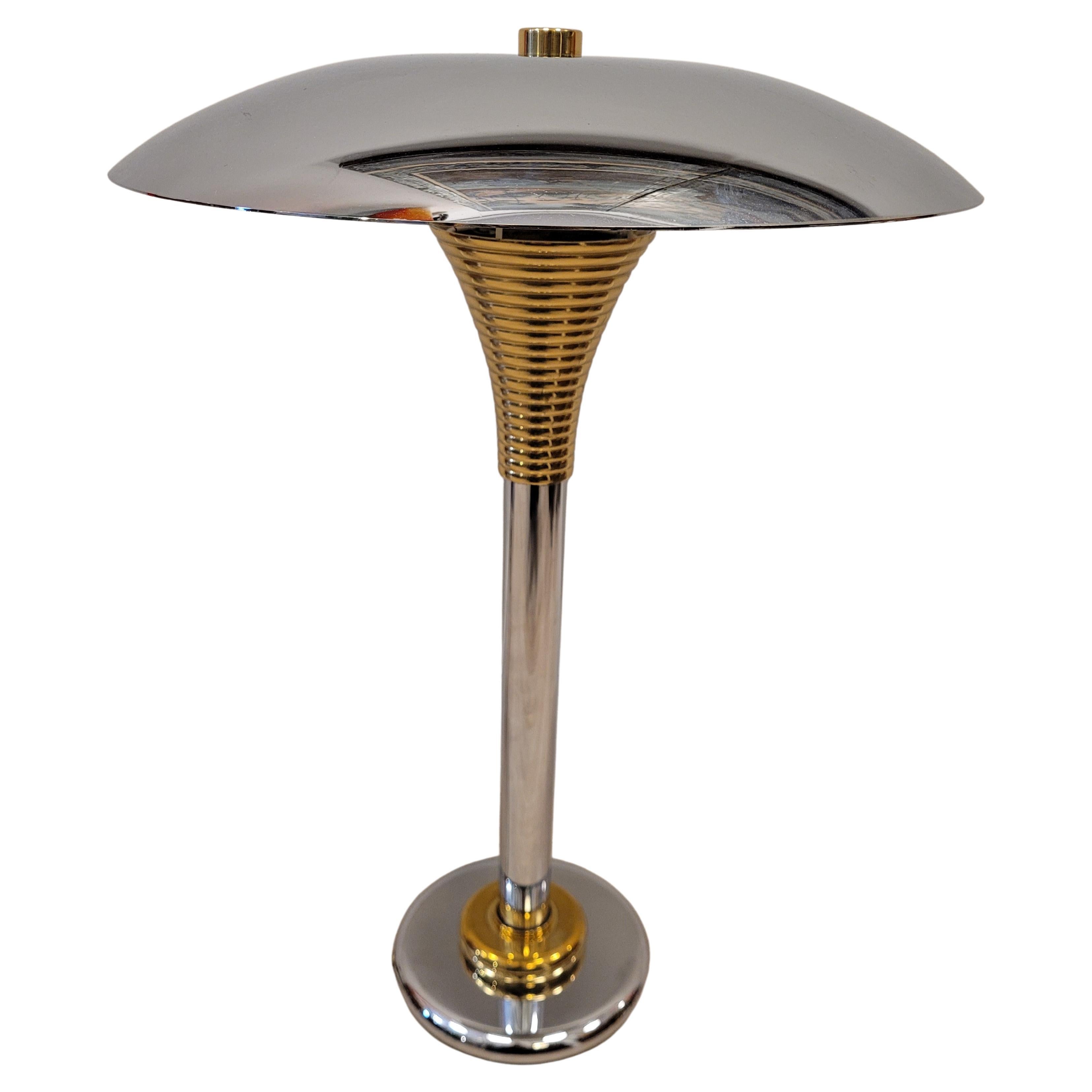 Art Deco Drummond  France Table lamp, lighting, chrome and bronze